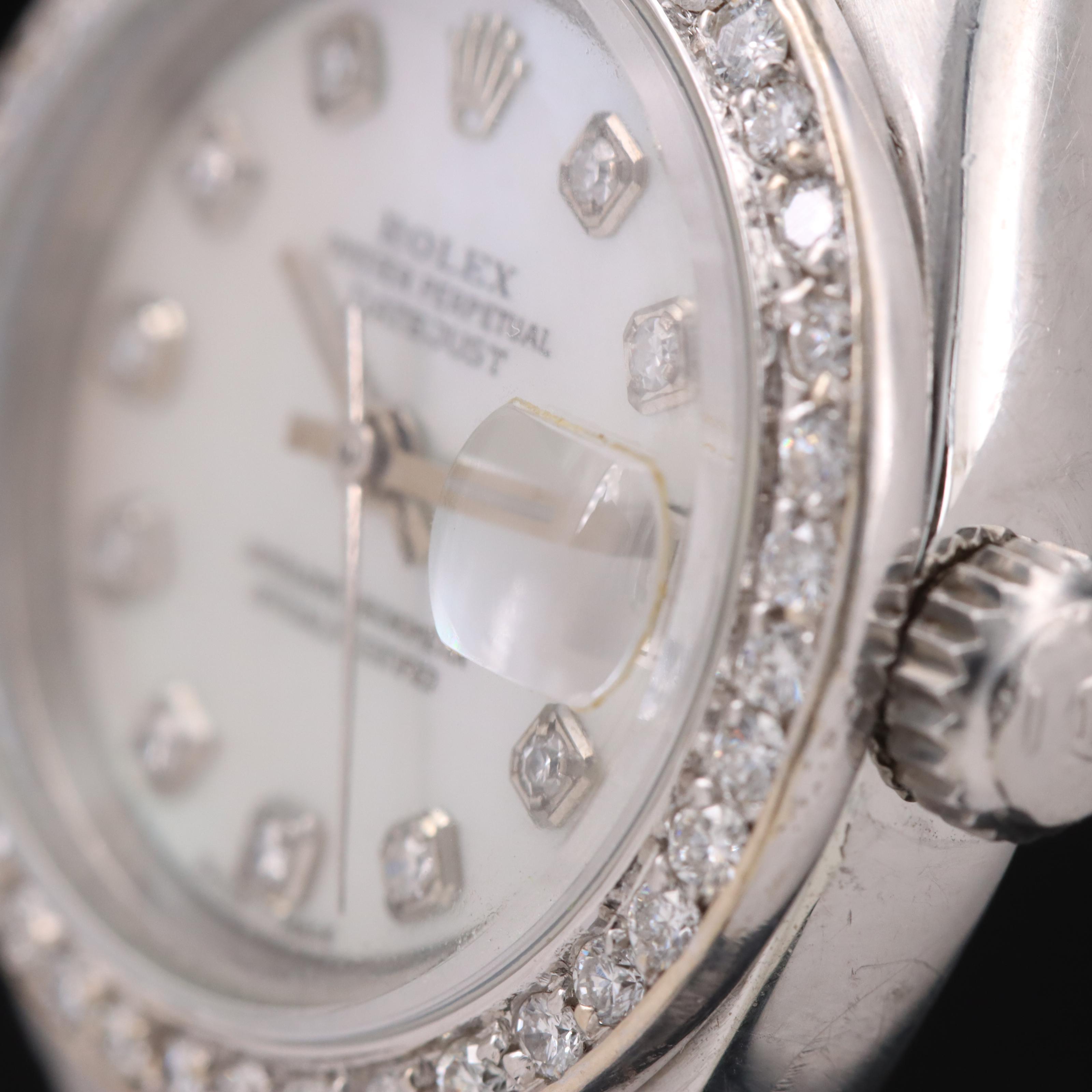 1980 Rolex Custom Diamond Mother-of-Pearl Dial and Bezel Datejust Watch