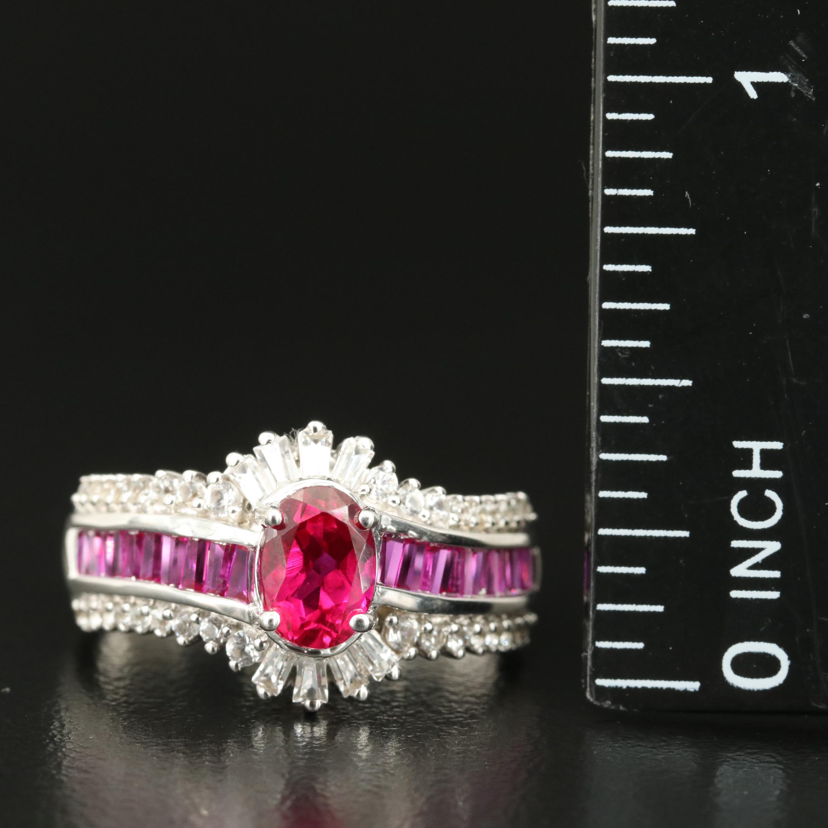 Sterling Ruby and White Sapphire Ring