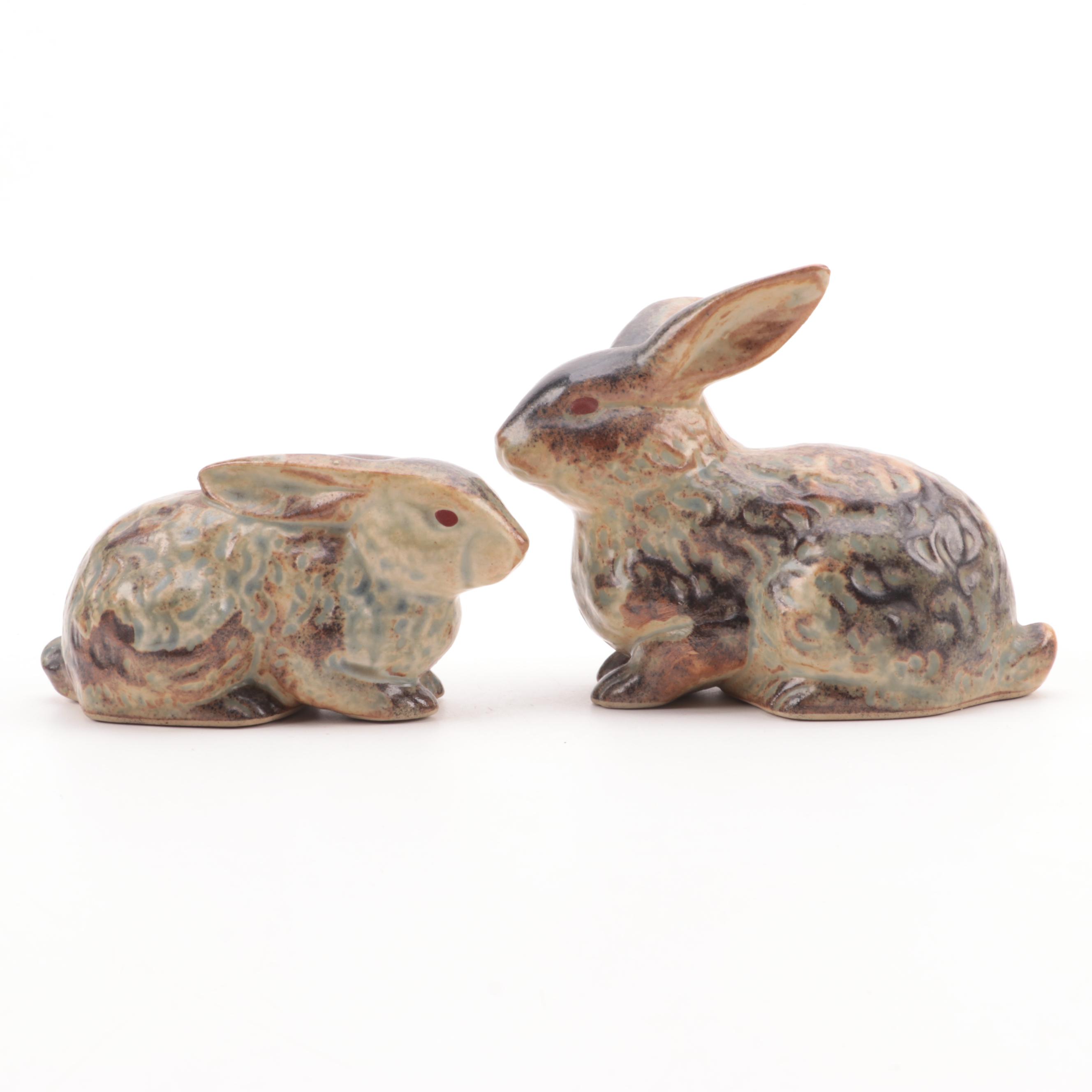 Tom Clark/Tim Wolfe Earthenware Gnome Figurines With Rabbit Figures and Planters