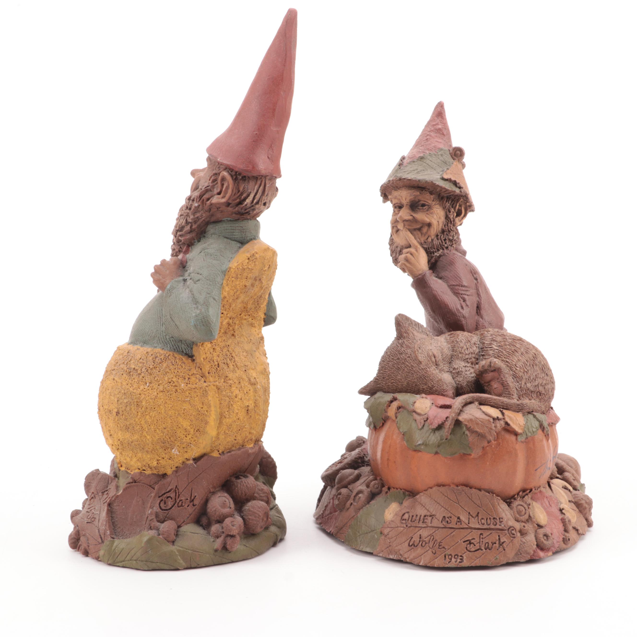 Tom Clark/Tim Wolfe Earthenware Gnome Figurines With Rabbit Figures and Planters