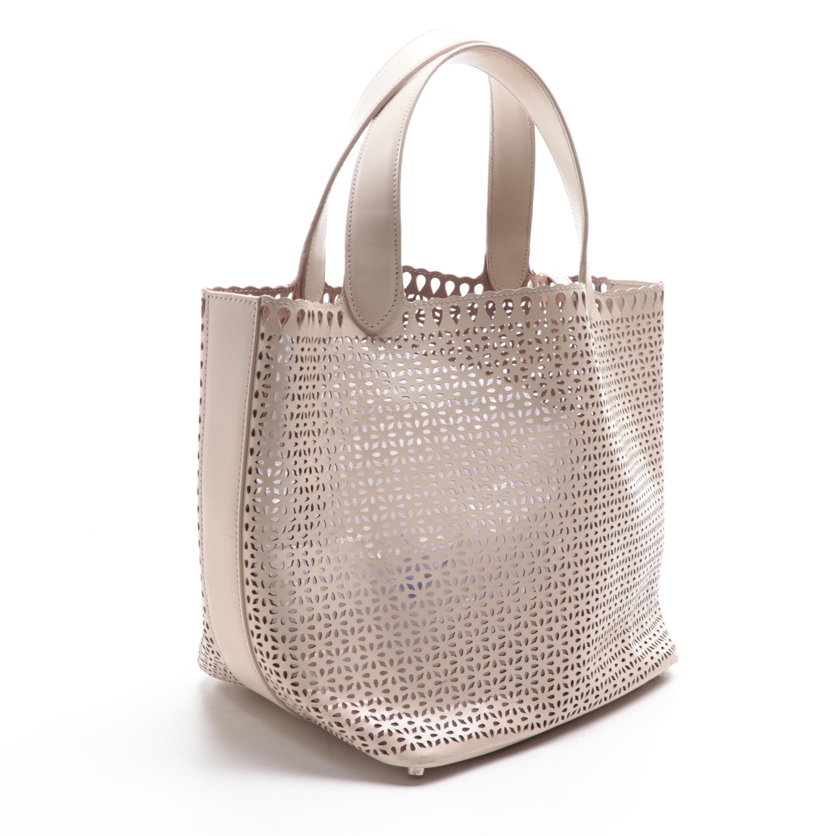 Alaïa Laser Cut Leather Tote with Zip Pouch