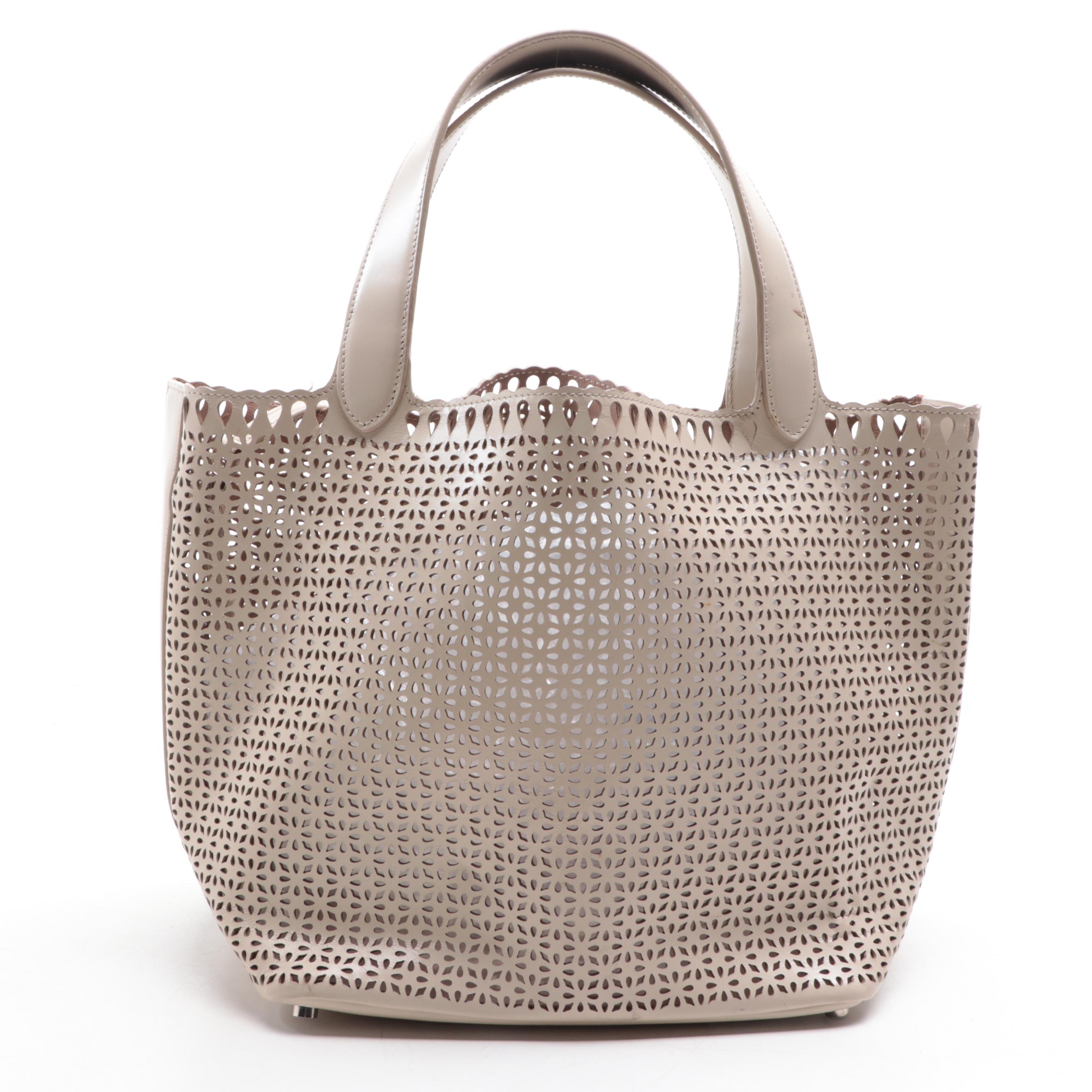 Alaïa Laser Cut Leather Tote with Zip Pouch