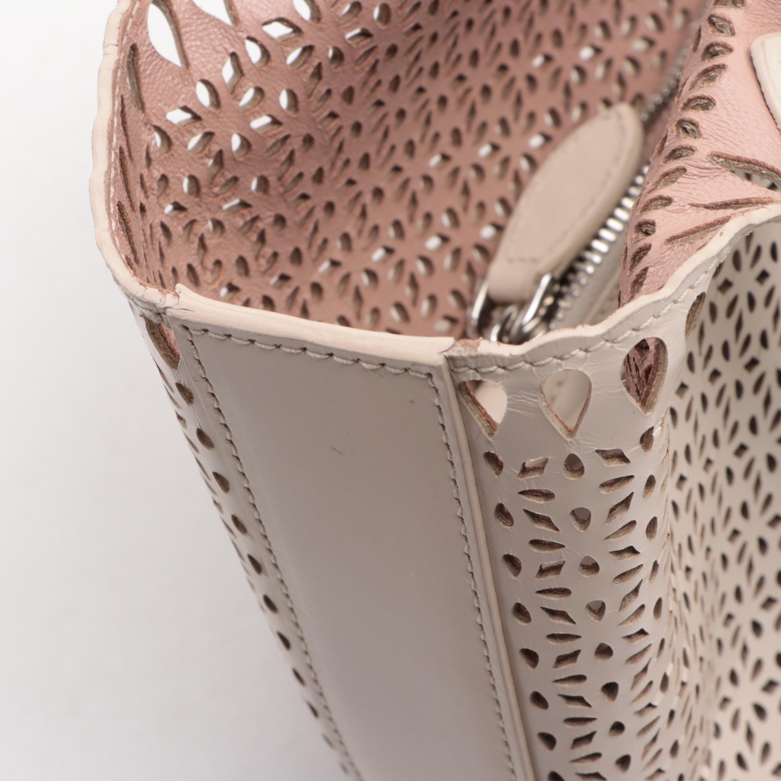 Alaïa Laser Cut Leather Tote with Zip Pouch