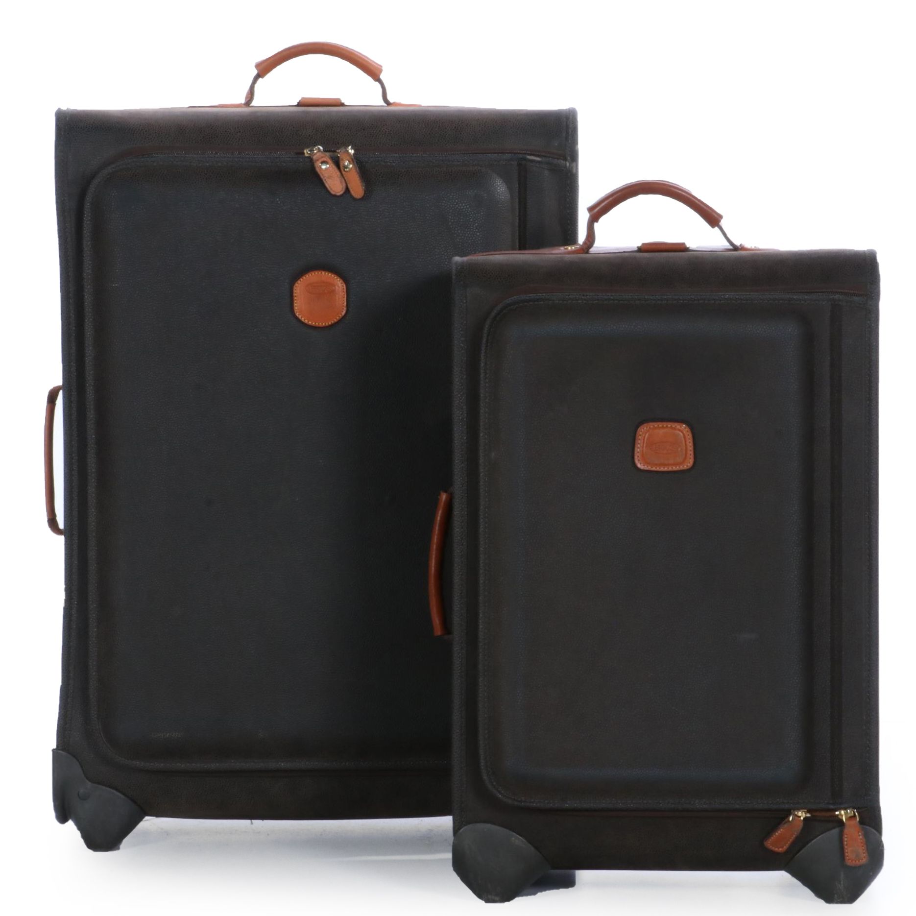 Bric's Life Collection Rolling Luggage in Sueded Coated Canvas and Leather
