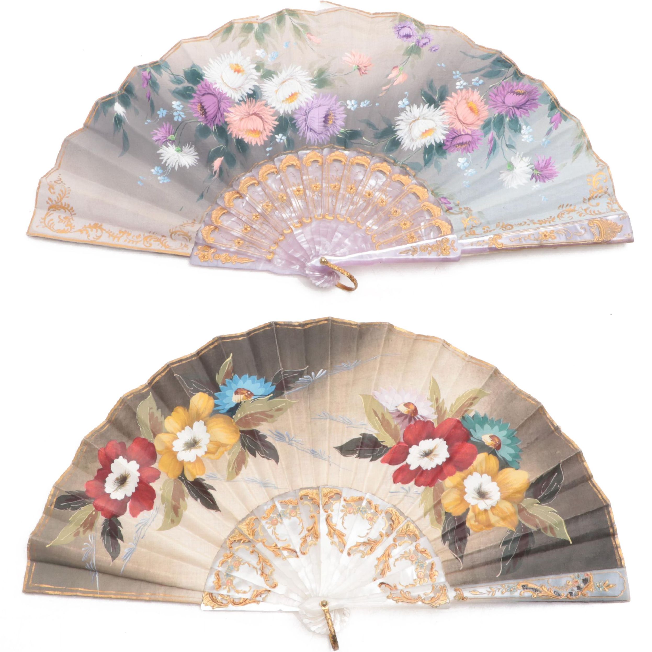 East Asian Hand-Painted Paper Fans