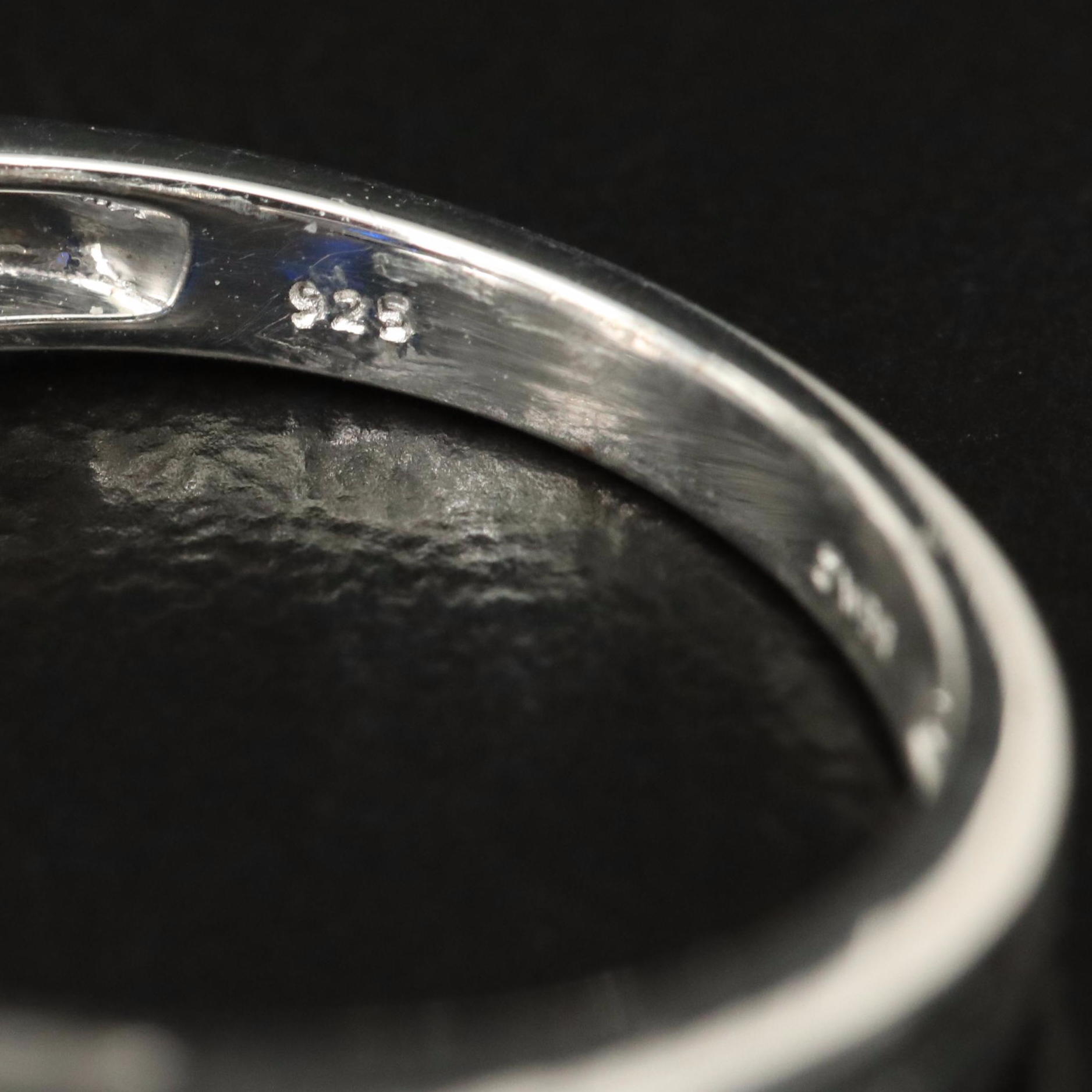 Sterling Sapphire Halo Ring