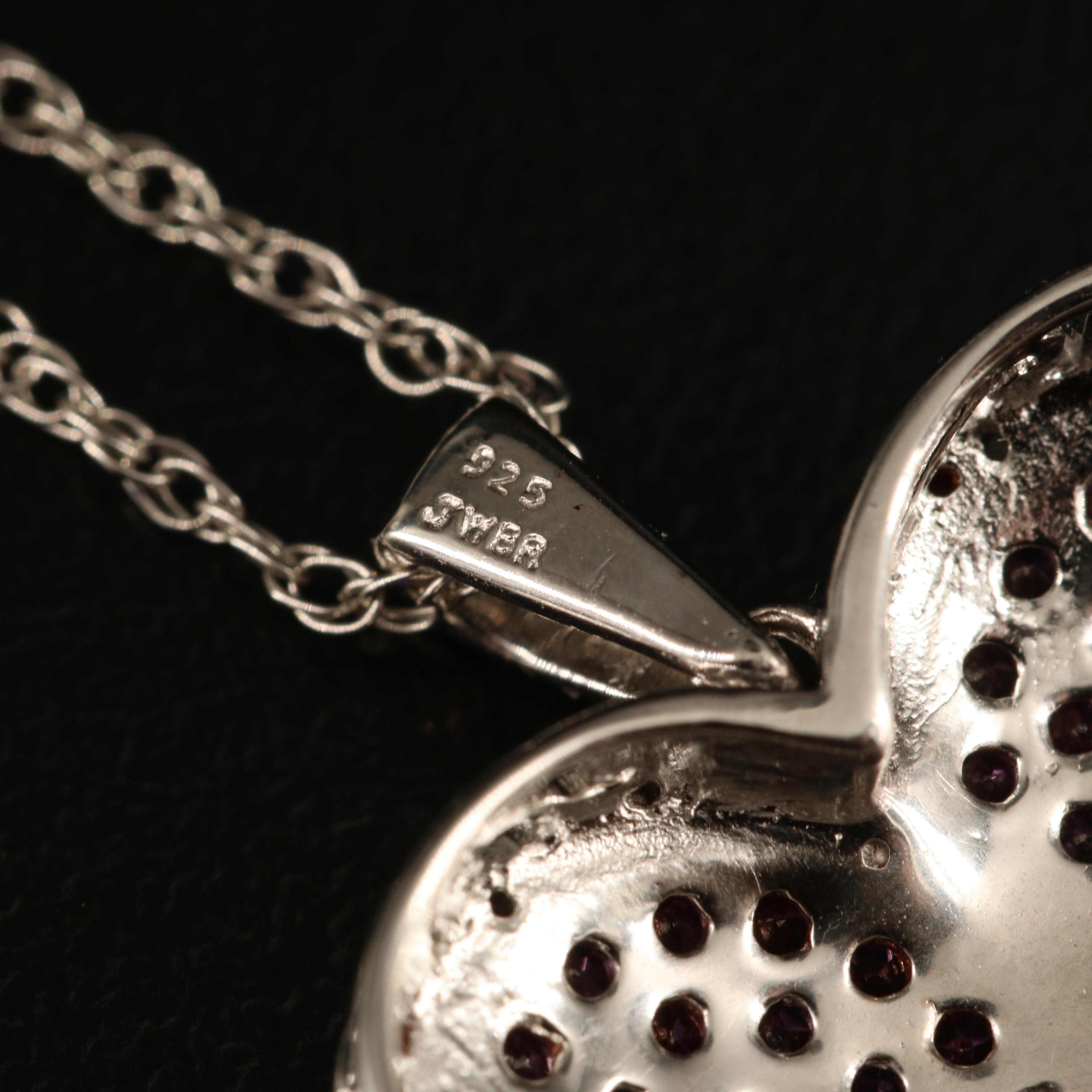 Sterling Sapphire and White Sapphire Heart Pendant Necklace