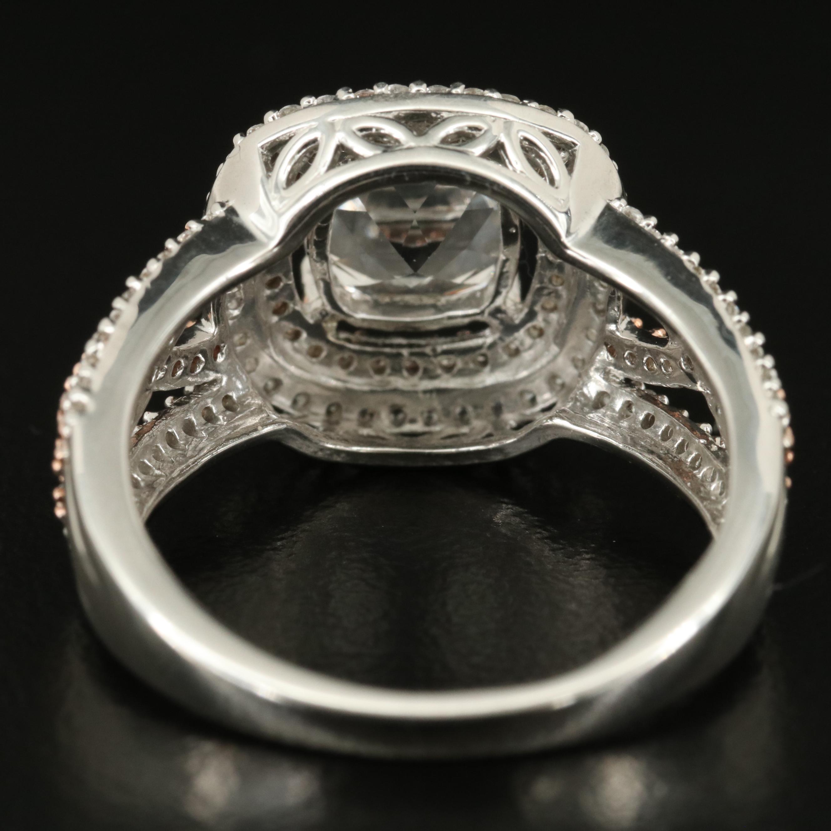 Sterling Sapphire Double Halo Ring