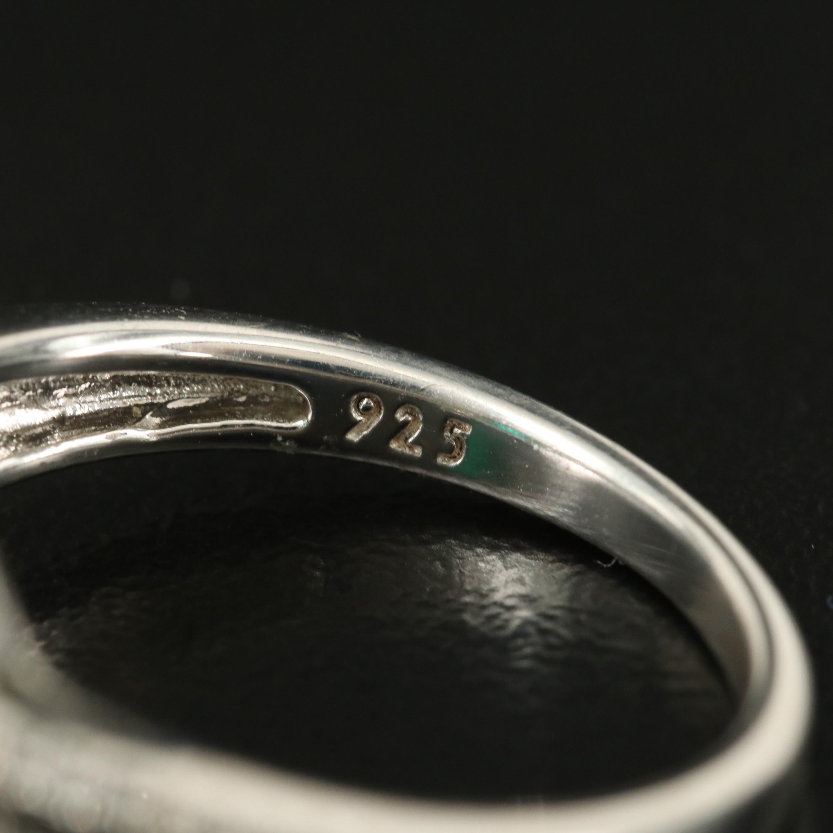 Sterling Emerald and Sapphire Halo Ring