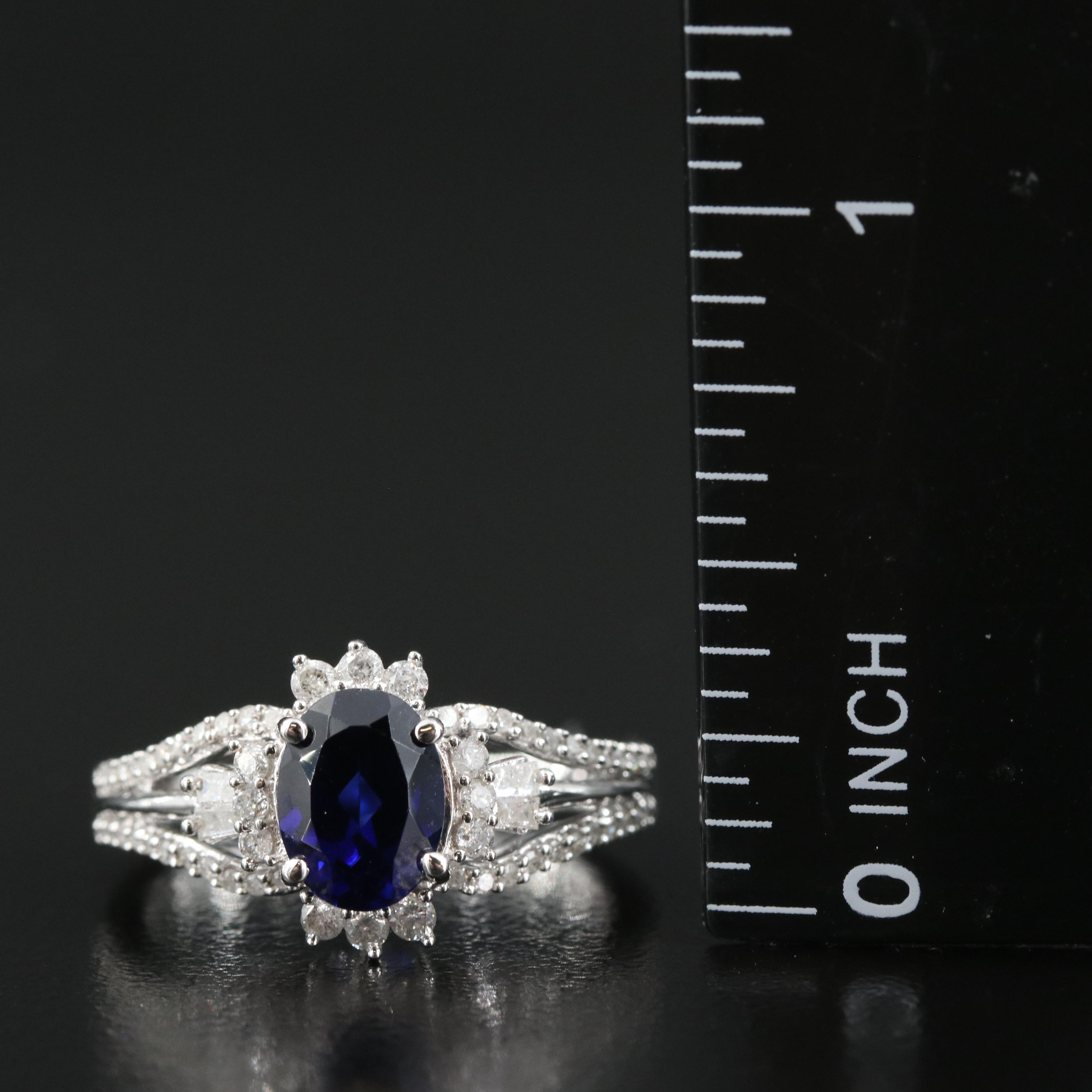Sterling Sapphire and Diamond Ring