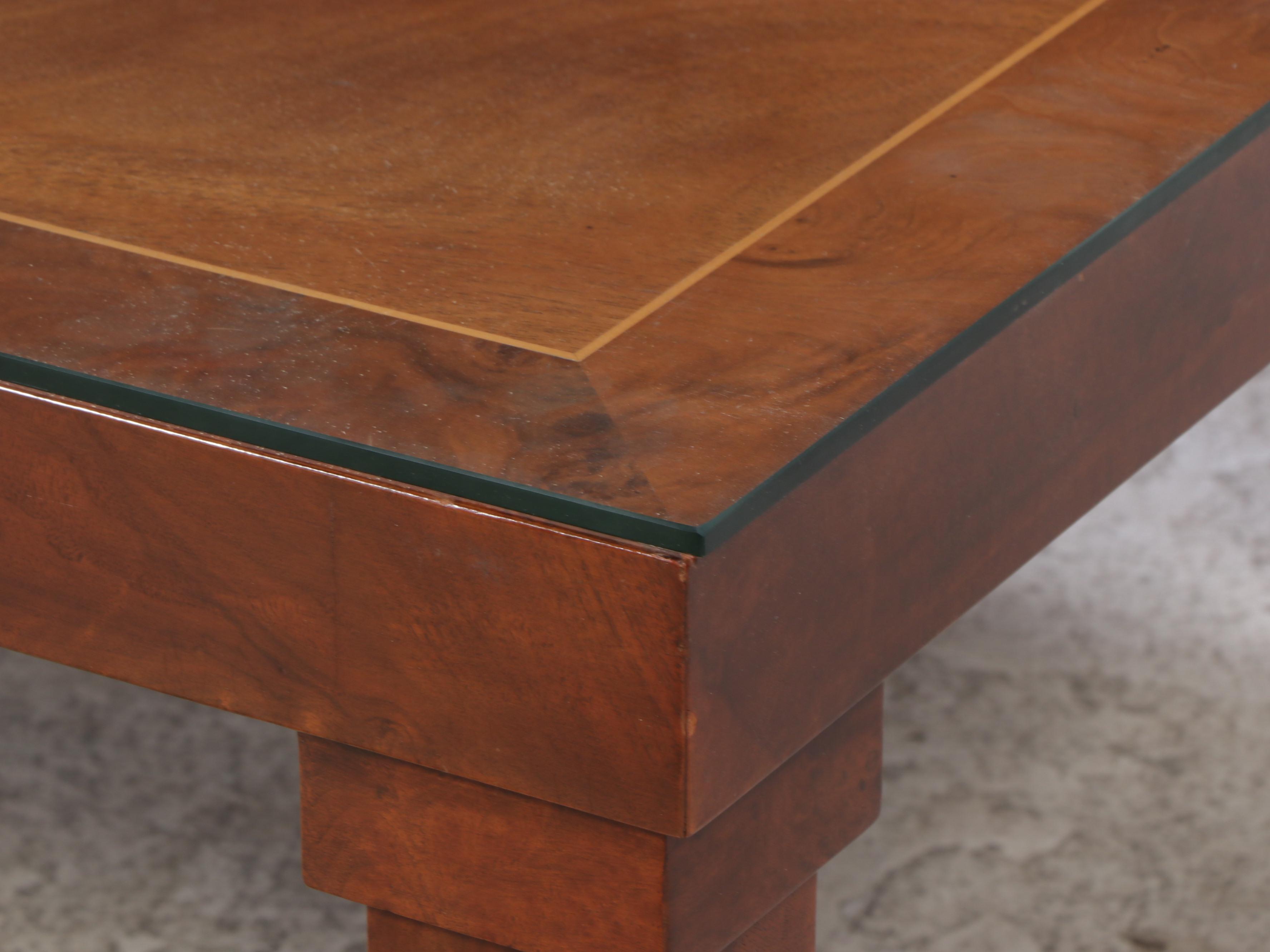 Murphy & Murphy Inc. Walnut and Burl Walnut Coffee Table, Mid-20th Century