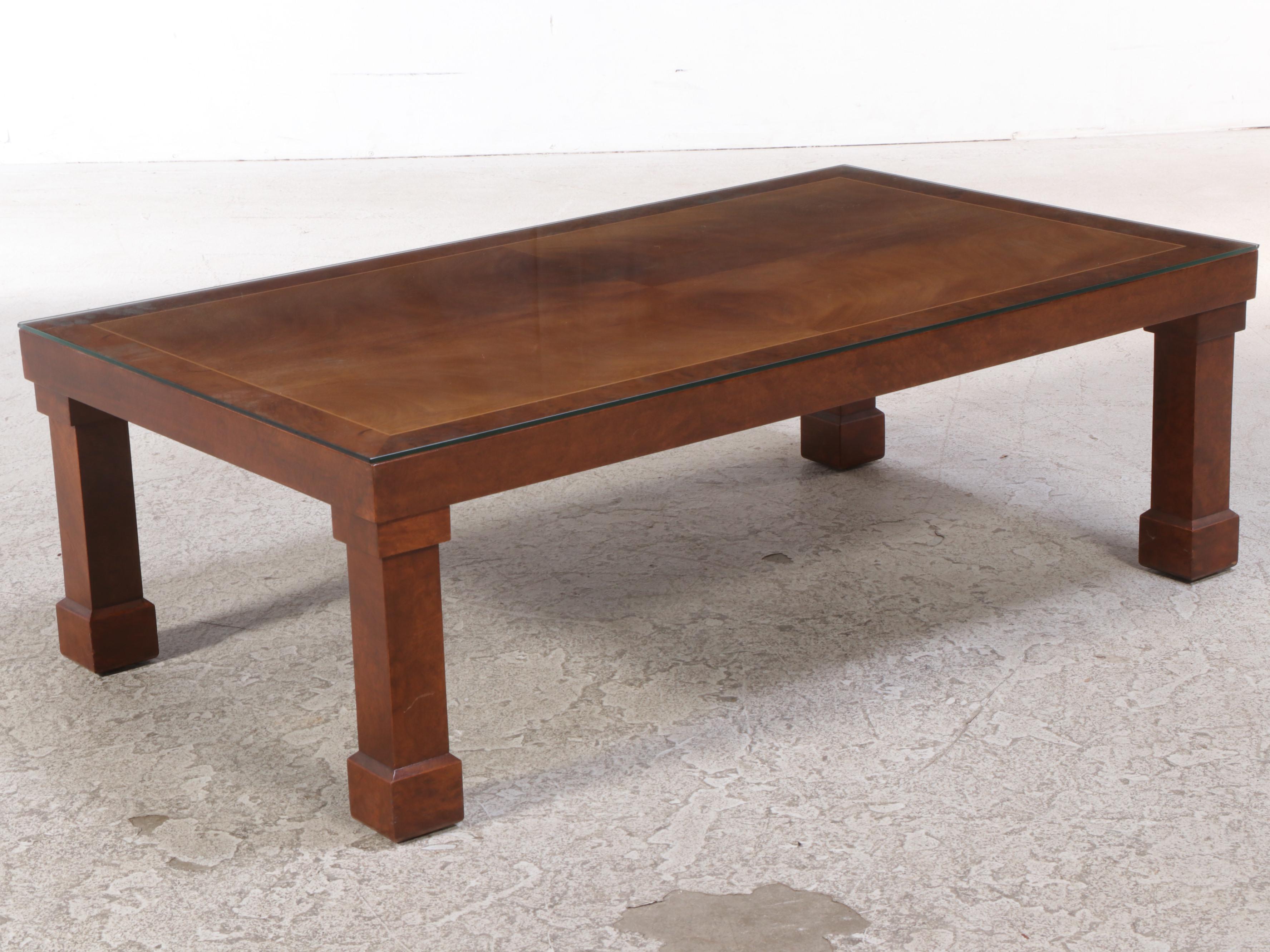 Murphy & Murphy Inc. Walnut and Burl Walnut Coffee Table, Mid-20th Century