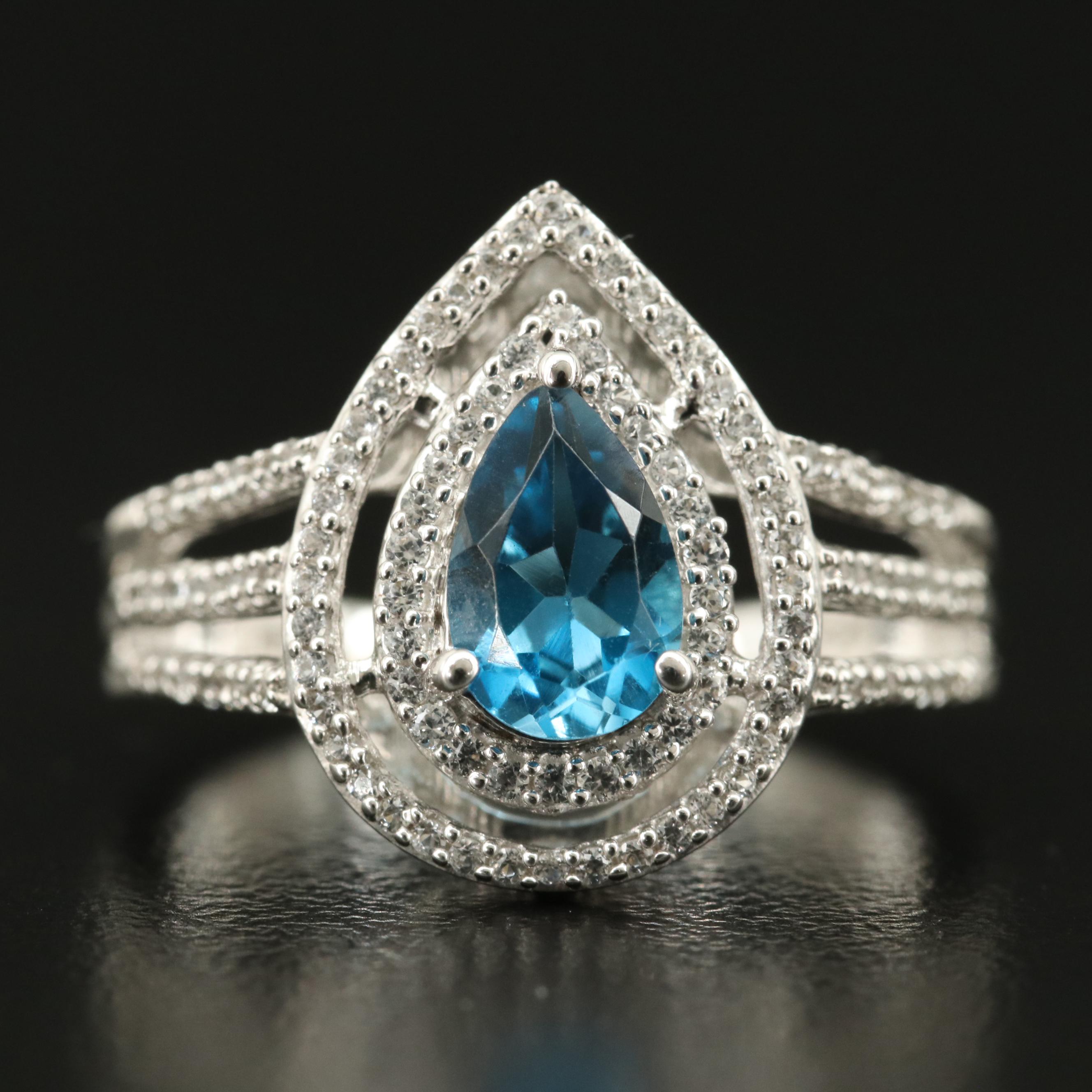 Sterling Topaz and Sapphire Ring