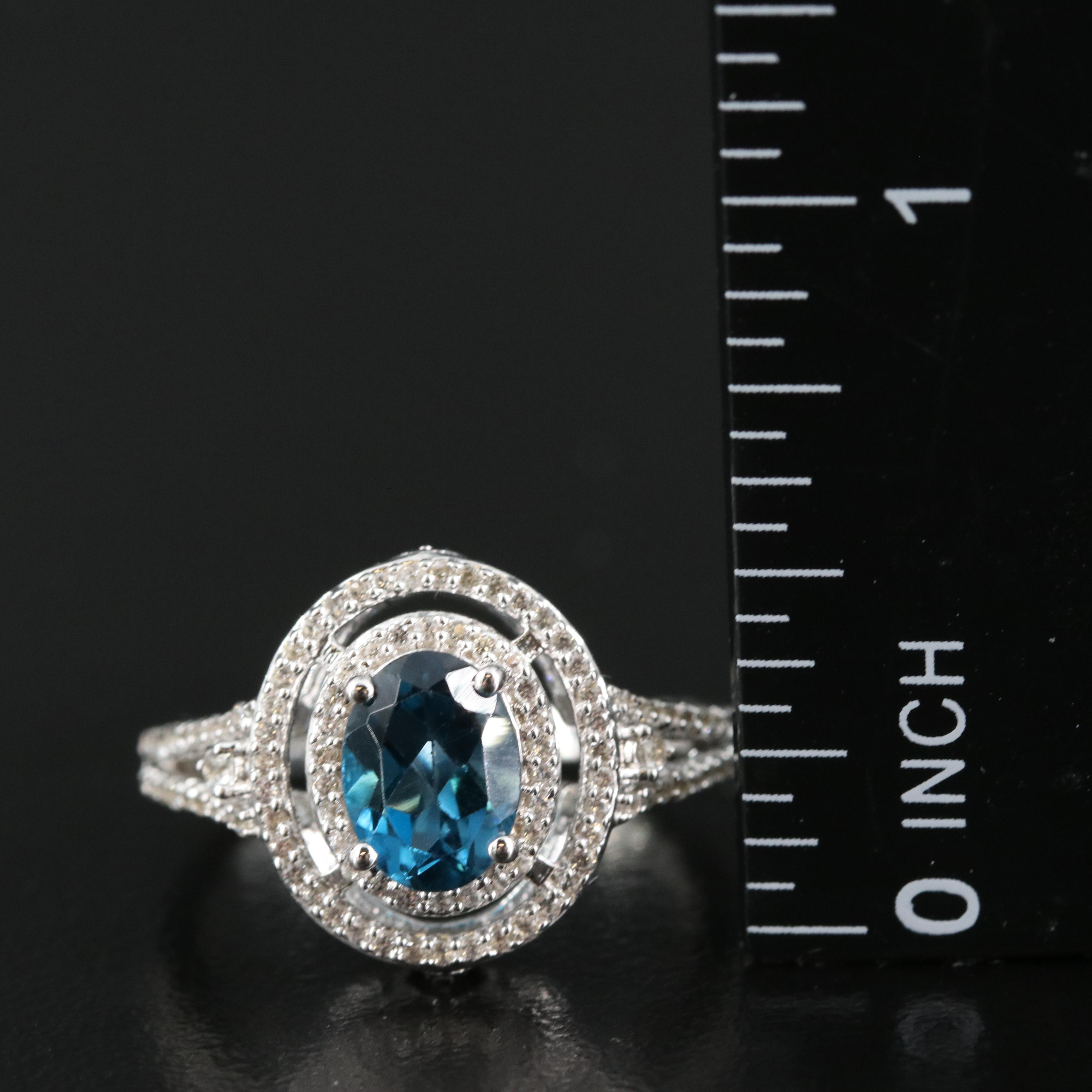 Sterling London Blue Topaz and White Sapphire Ring