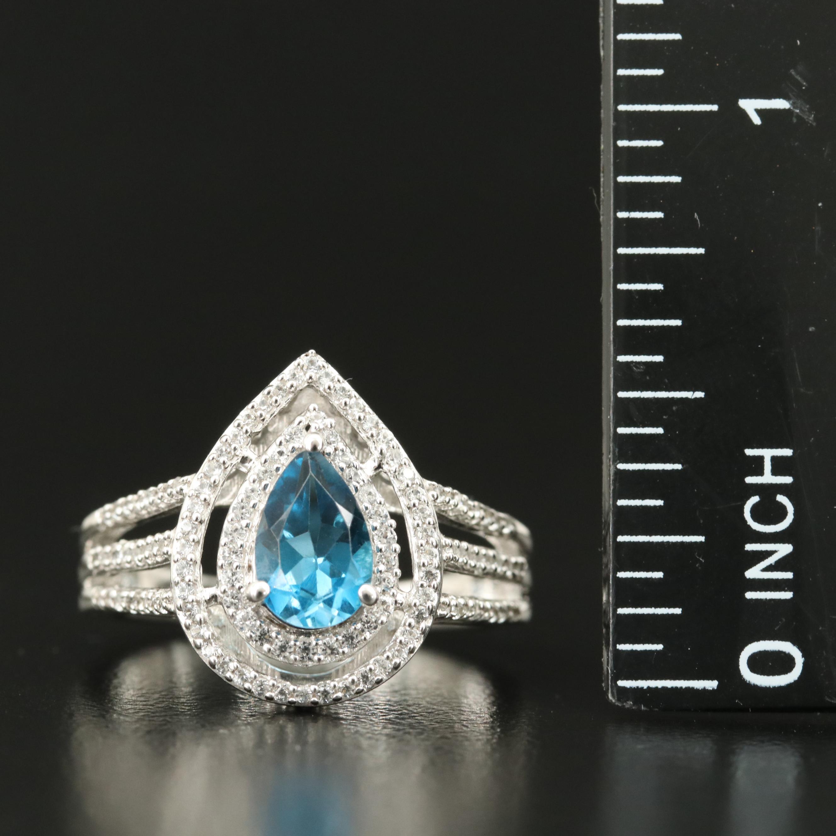 Sterling Topaz and Sapphire Ring