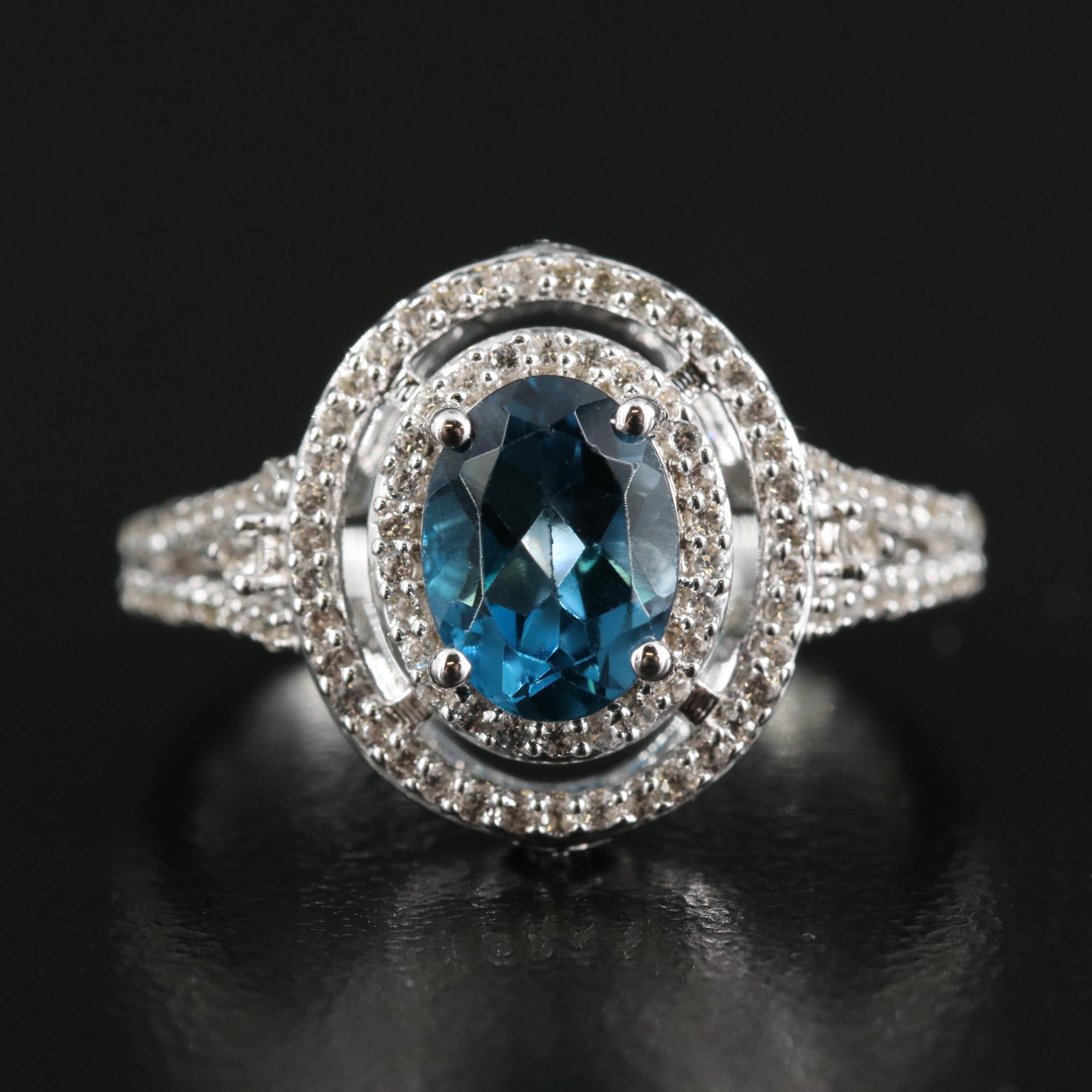 Sterling London Blue Topaz and White Sapphire Ring