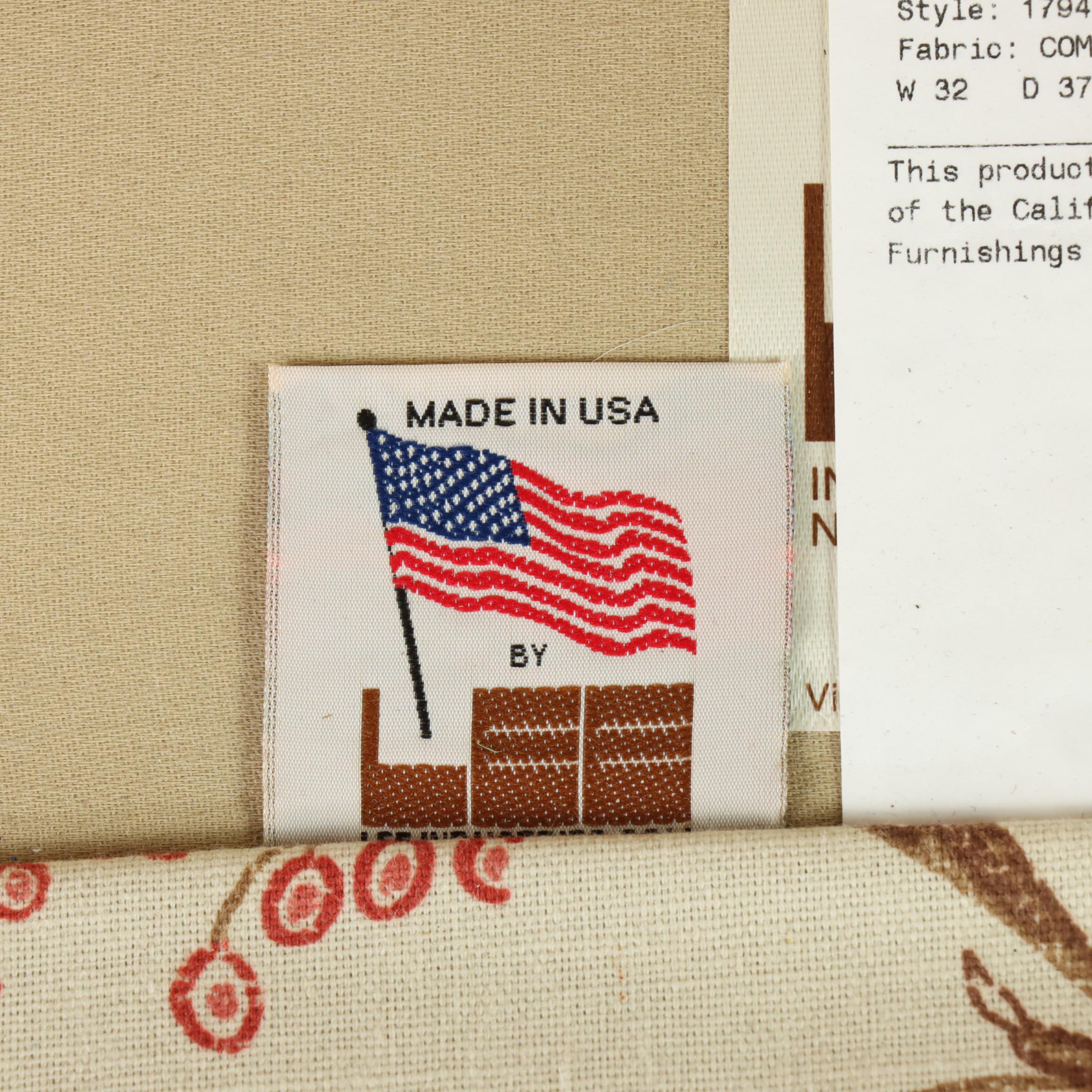 Lee Industries Custom-Upholstered Roll-Arm Armchair and Ottoman