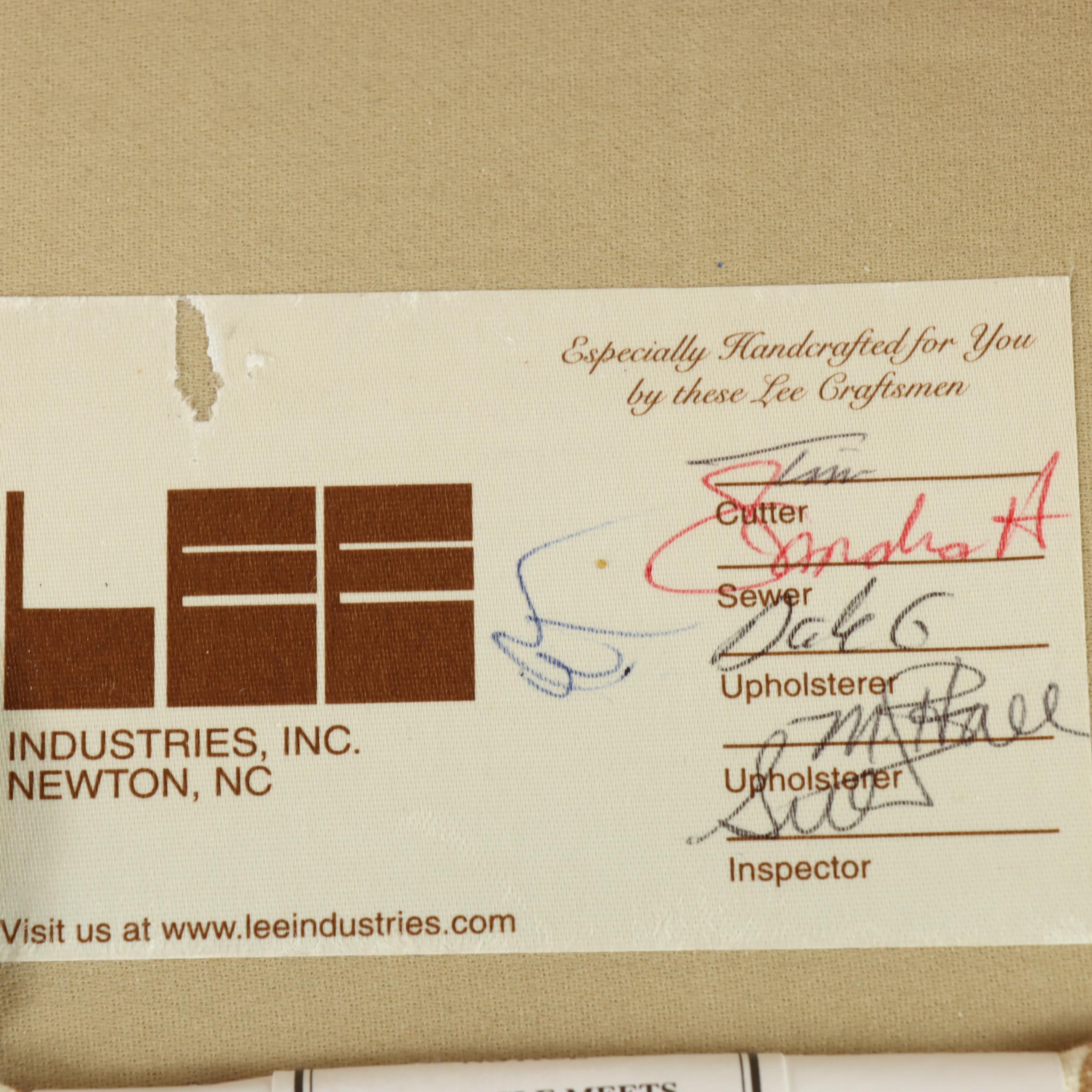 Lee Industries Custom-Upholstered Roll-Arm Armchair and Ottoman