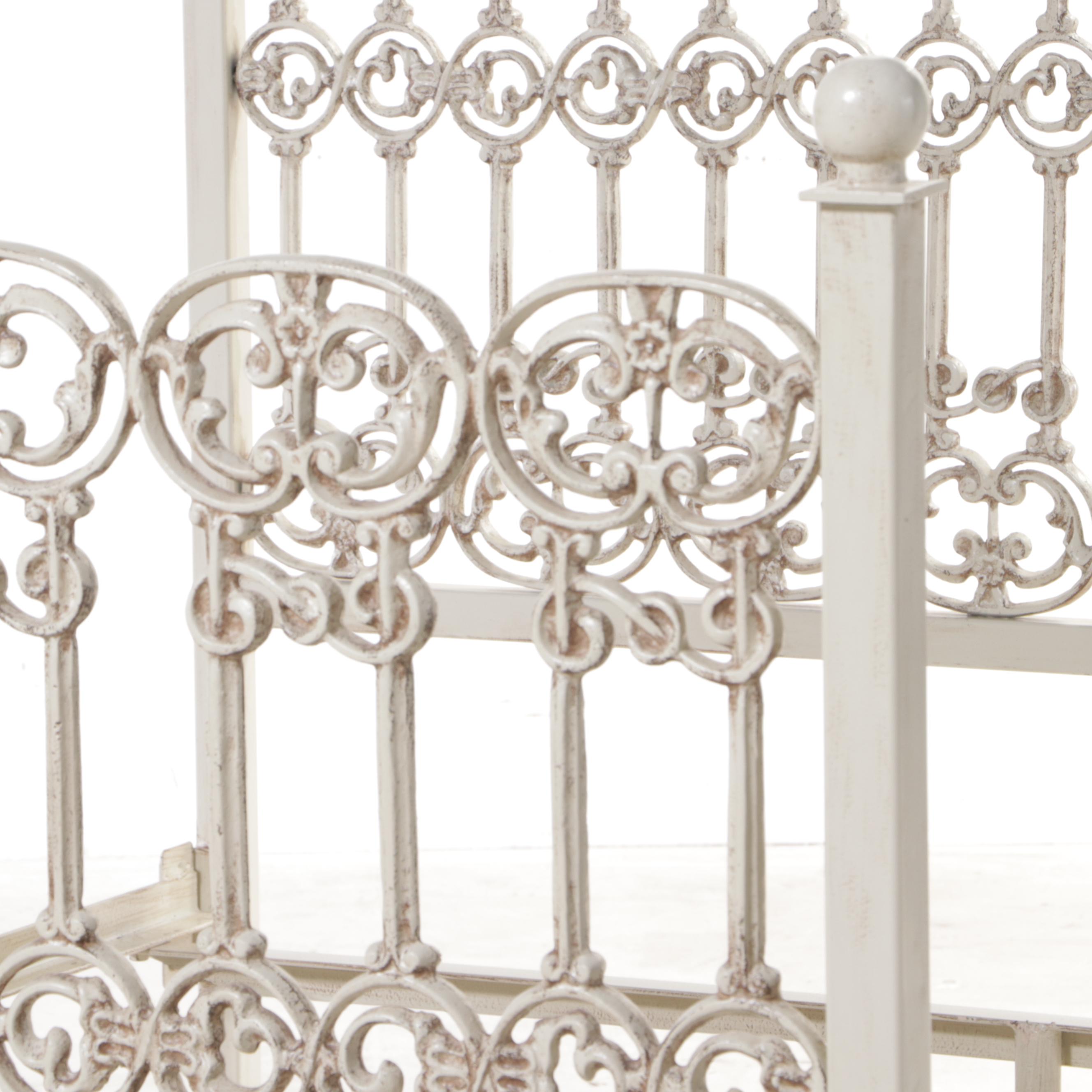 Victorian Cream-Painted Iron Full Bed Frame