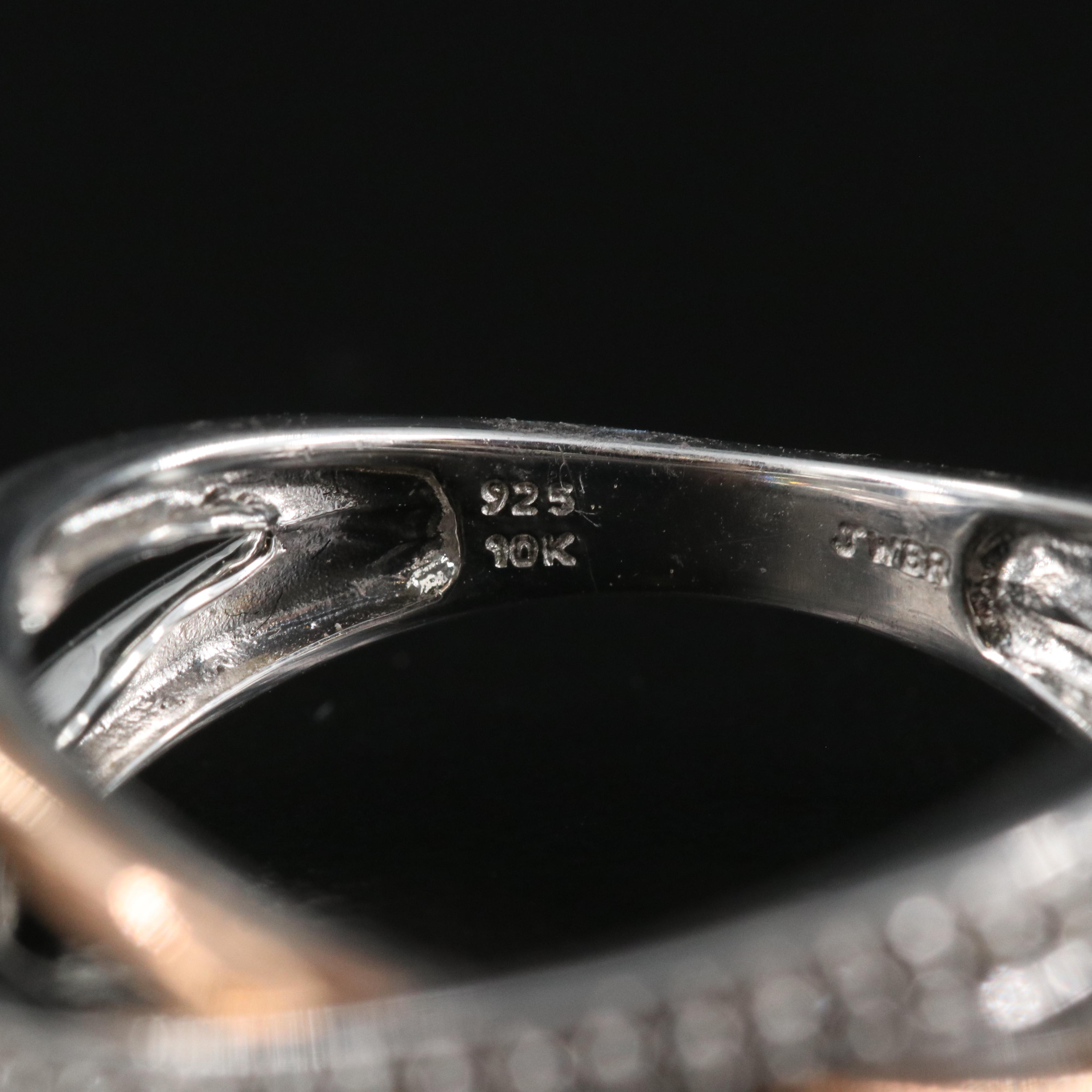 Sterling White Sapphire Crossover Ring with 10K Rose Gold Accent