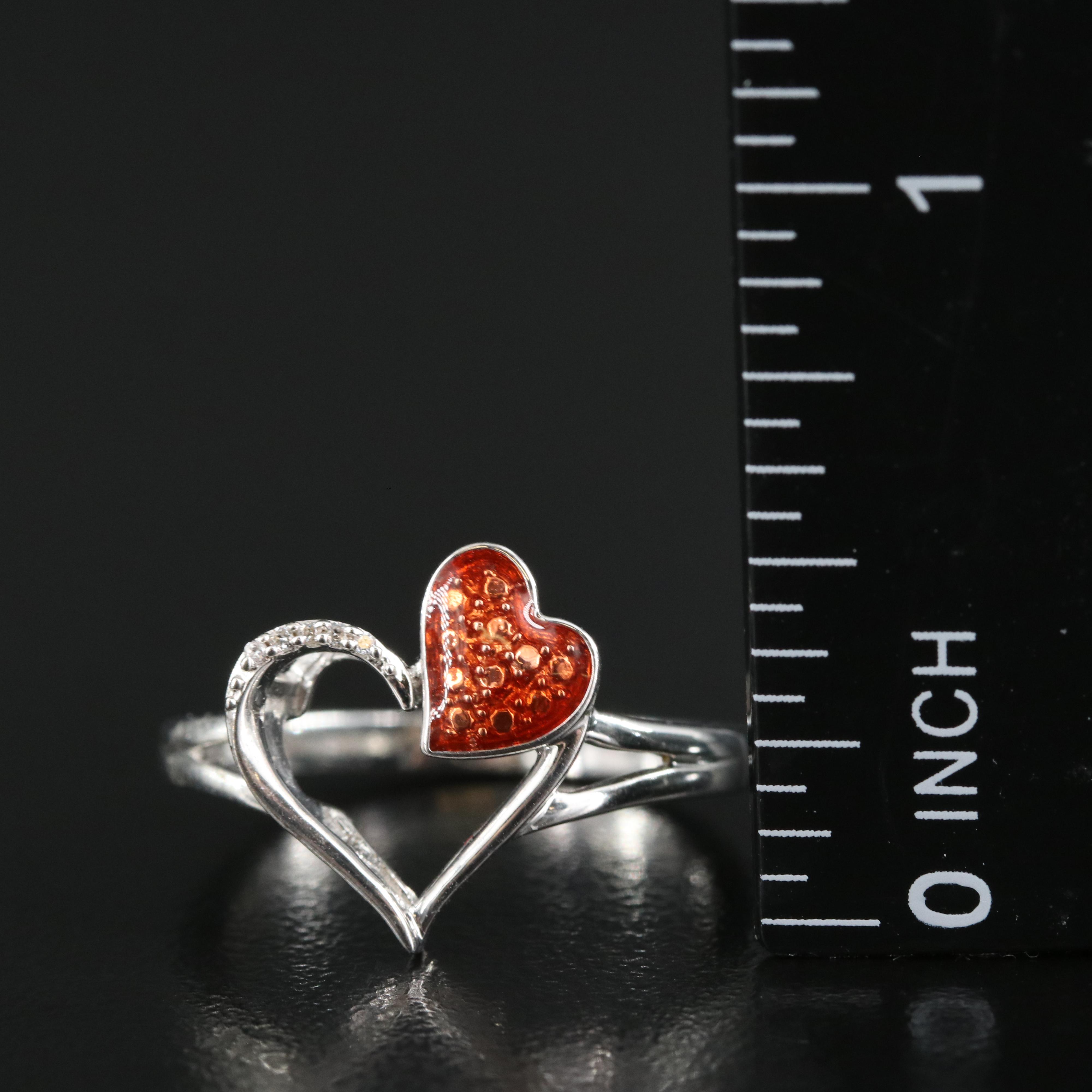 Sterling Double Heart Ring with Cubic Zirconia Accents