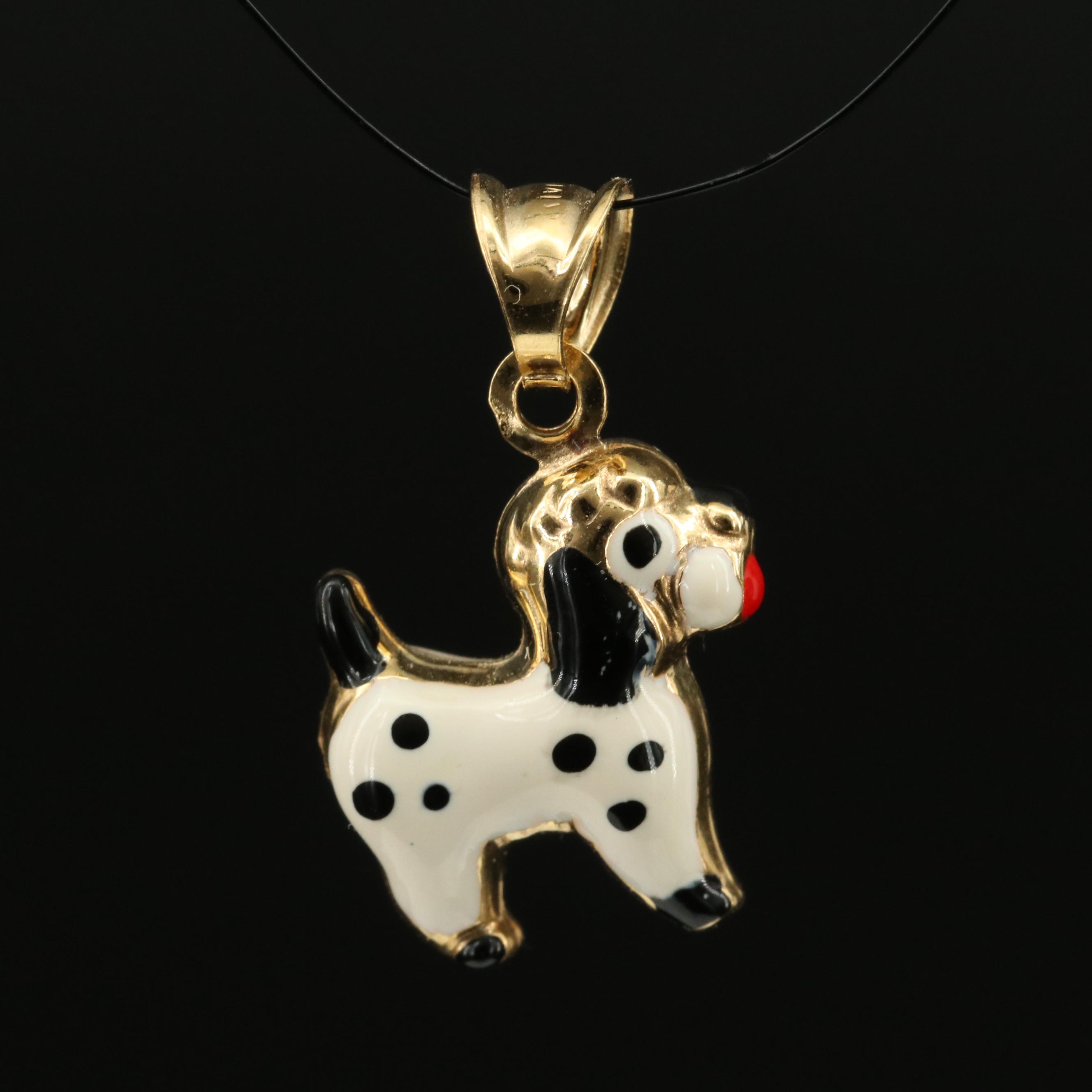14K Enamel Dog Charm