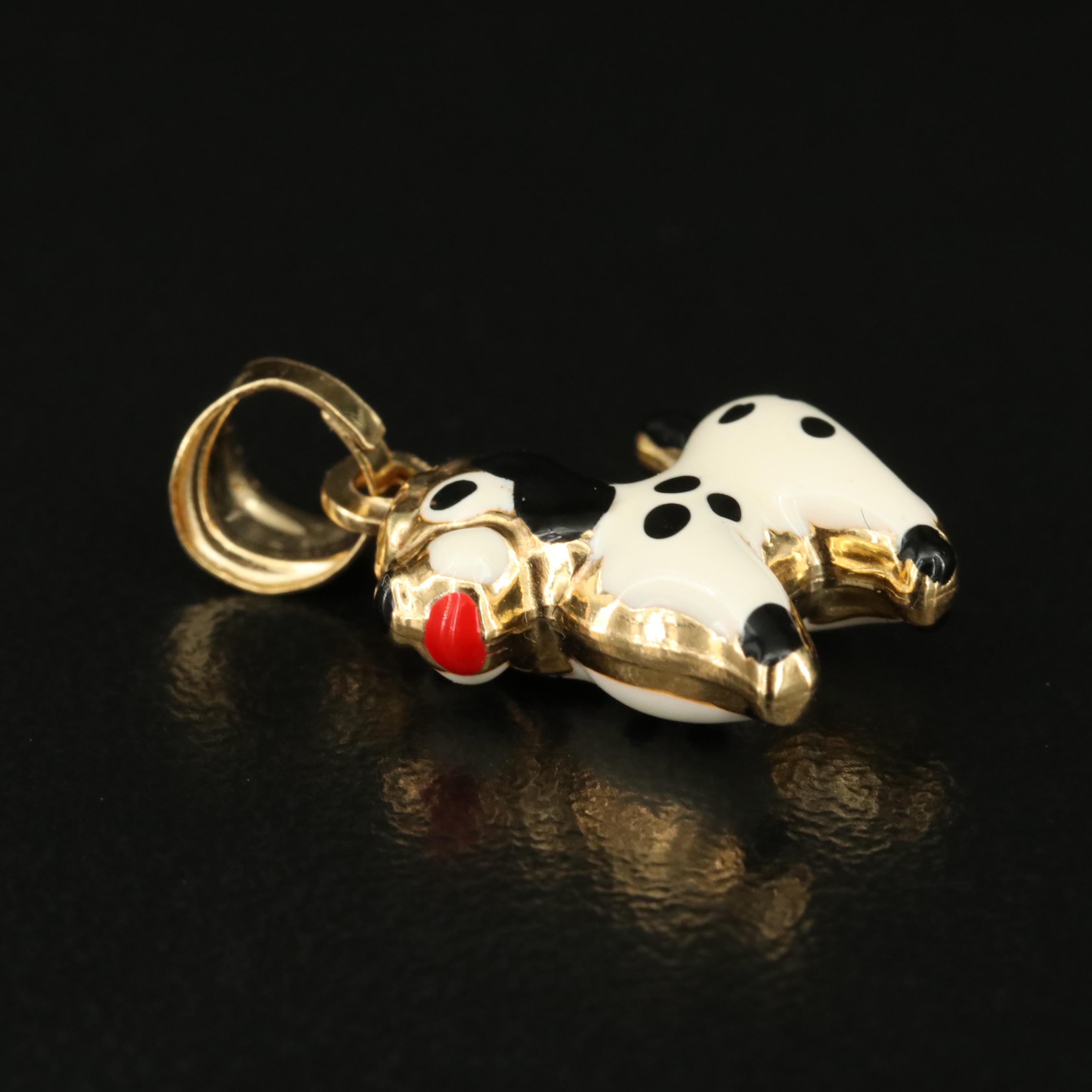 14K Enamel Dog Charm