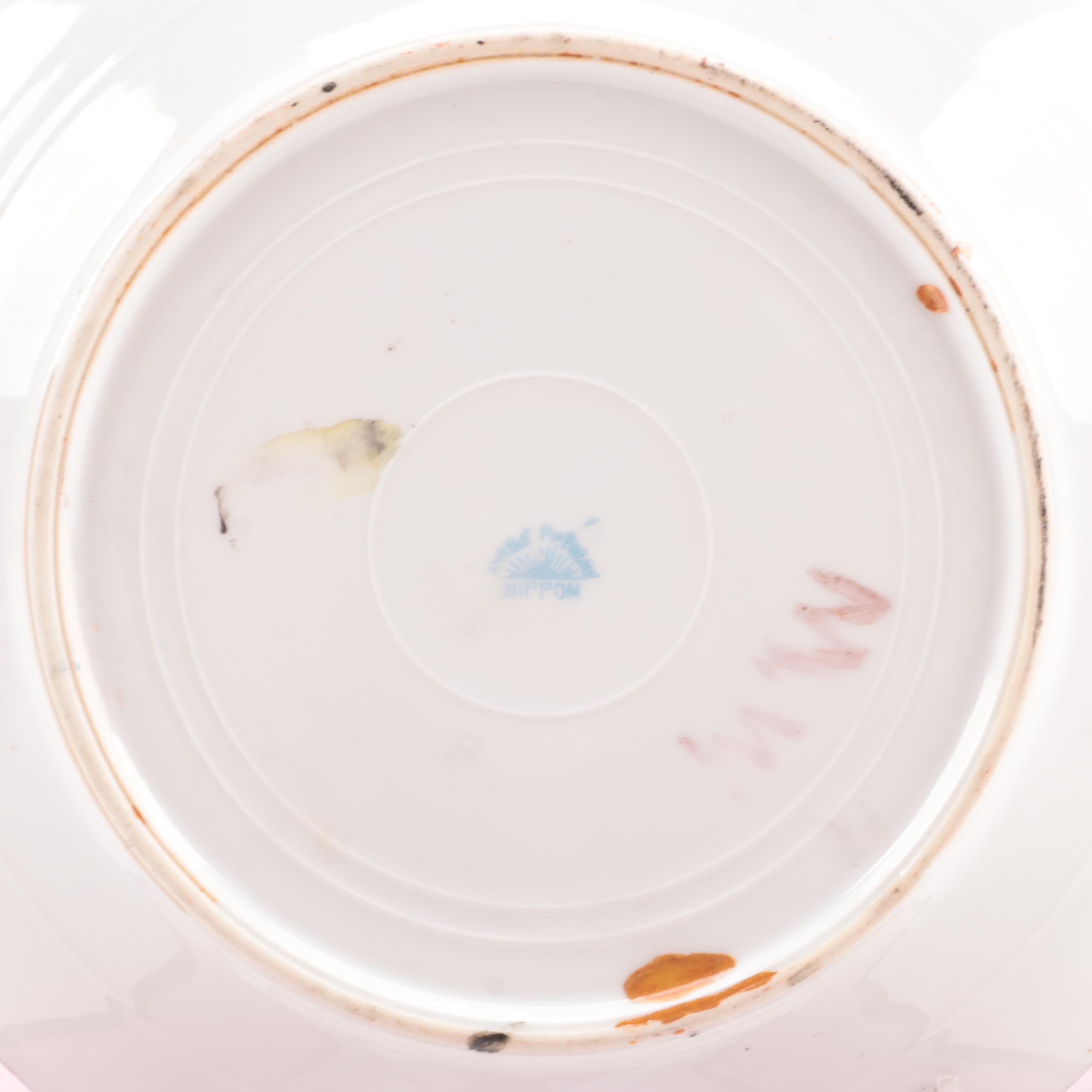 Japanese Porcelain Art Deco Style Pink Lusterware Dessert Compotes and Plates