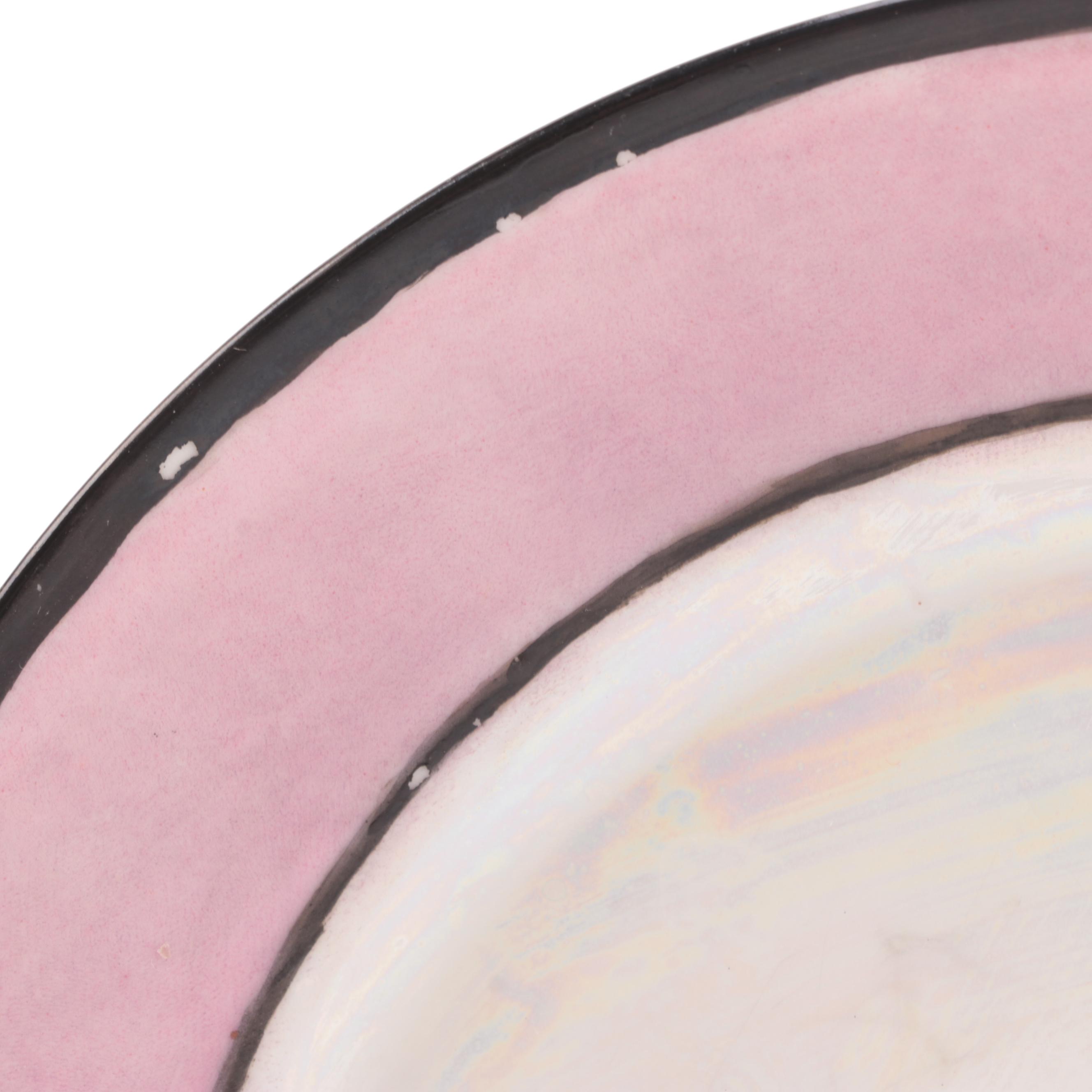 Japanese Porcelain Art Deco Style Pink Lusterware Dessert Compotes and Plates