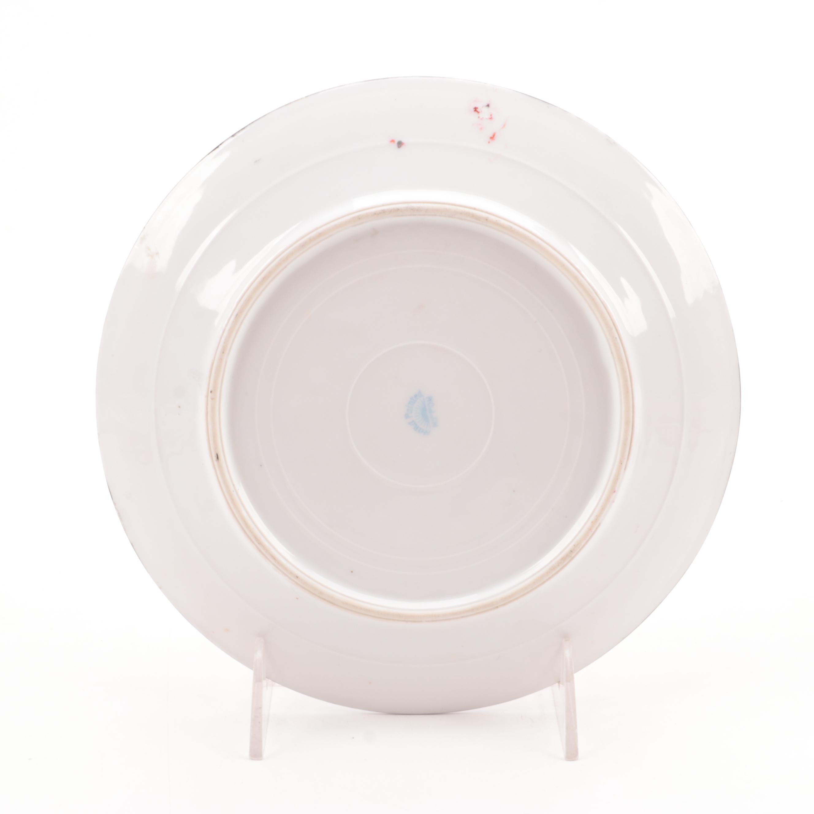 Japanese Porcelain Art Deco Style Pink Lusterware Dessert Compotes and Plates