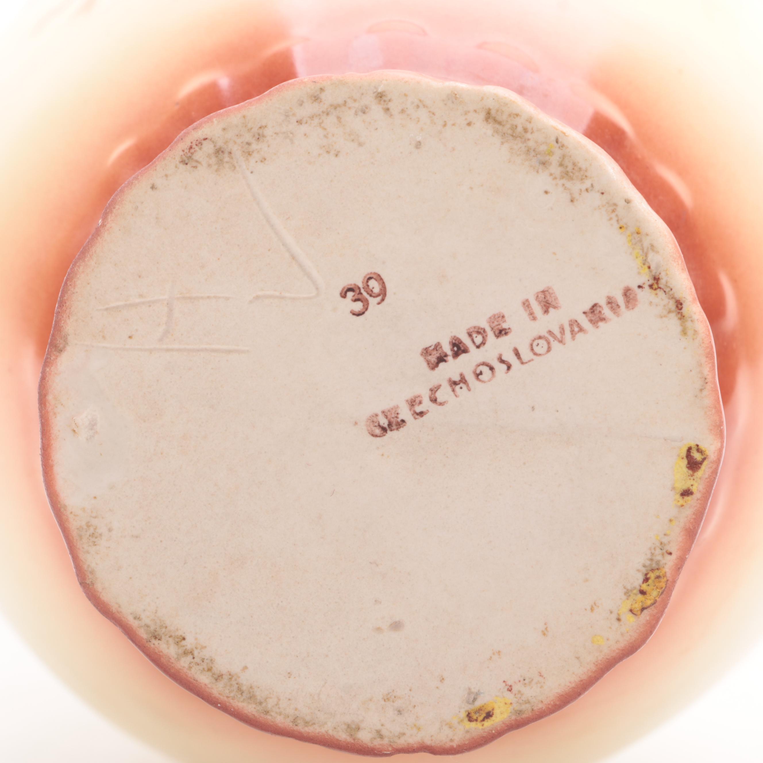 Czechoslovakian Ceramic Ewer Pitcher with Victorian Bisque Figurine