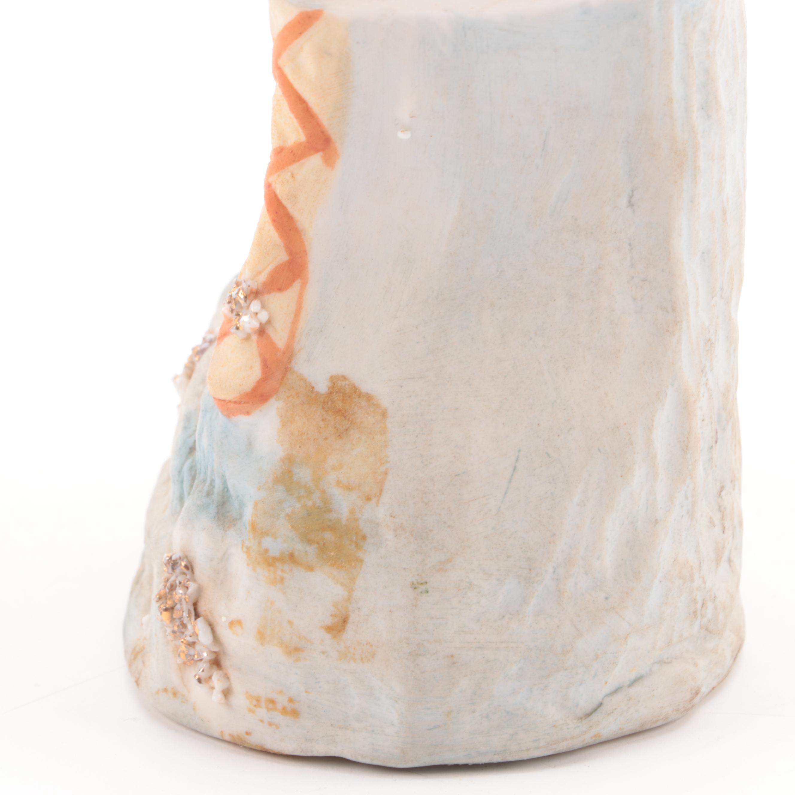 Czechoslovakian Ceramic Ewer Pitcher with Victorian Bisque Figurine