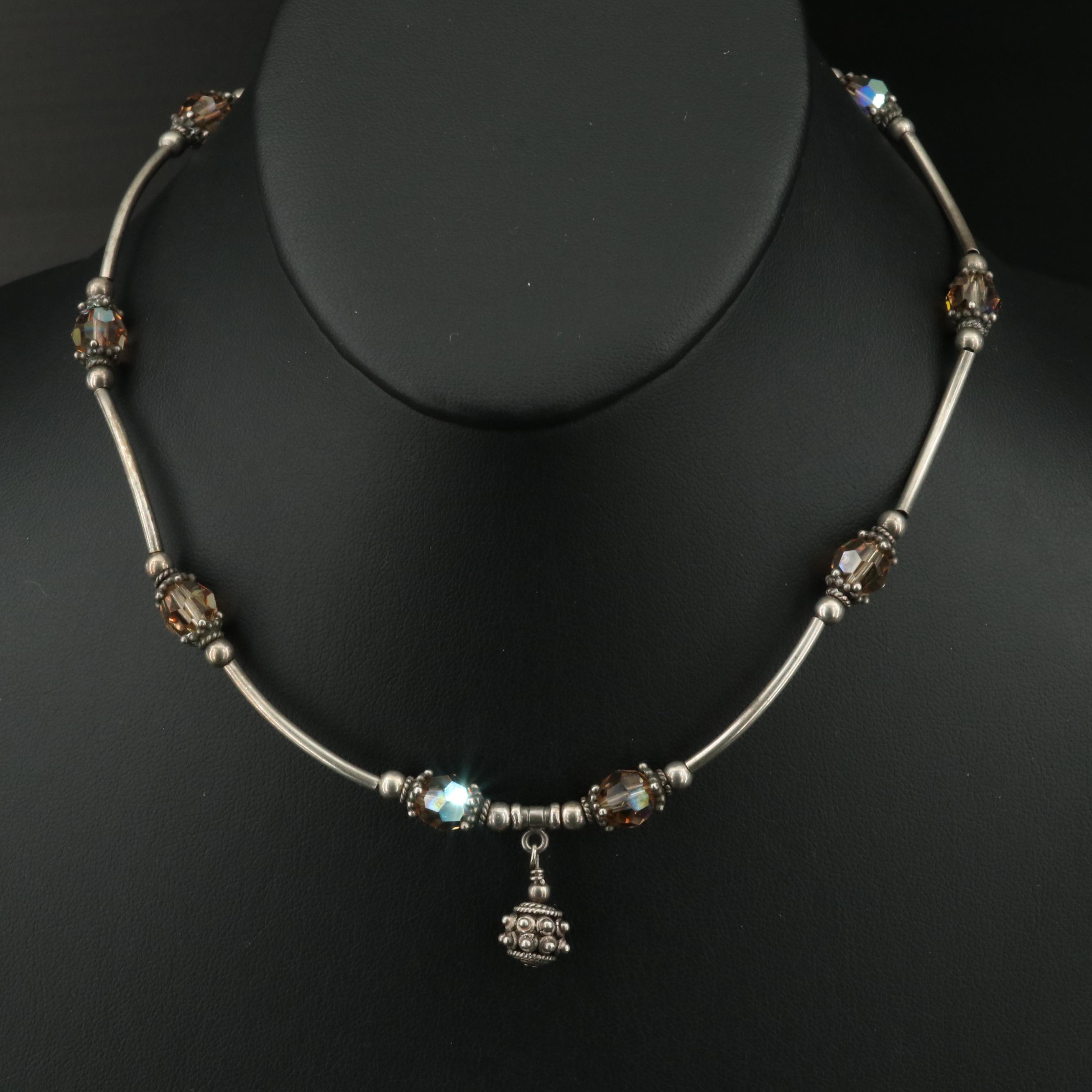 Sterling Glass Station Necklace