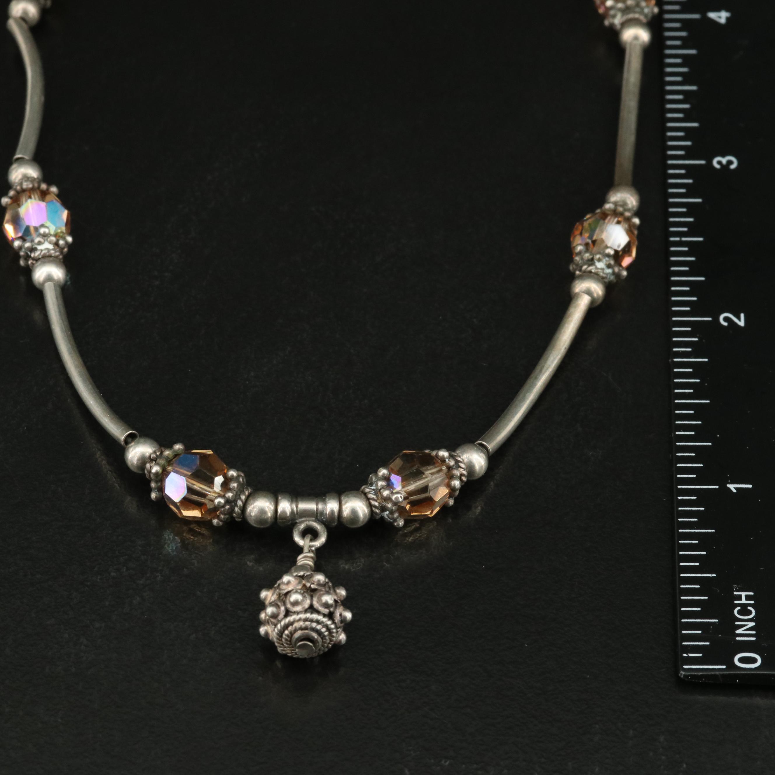 Sterling Glass Station Necklace