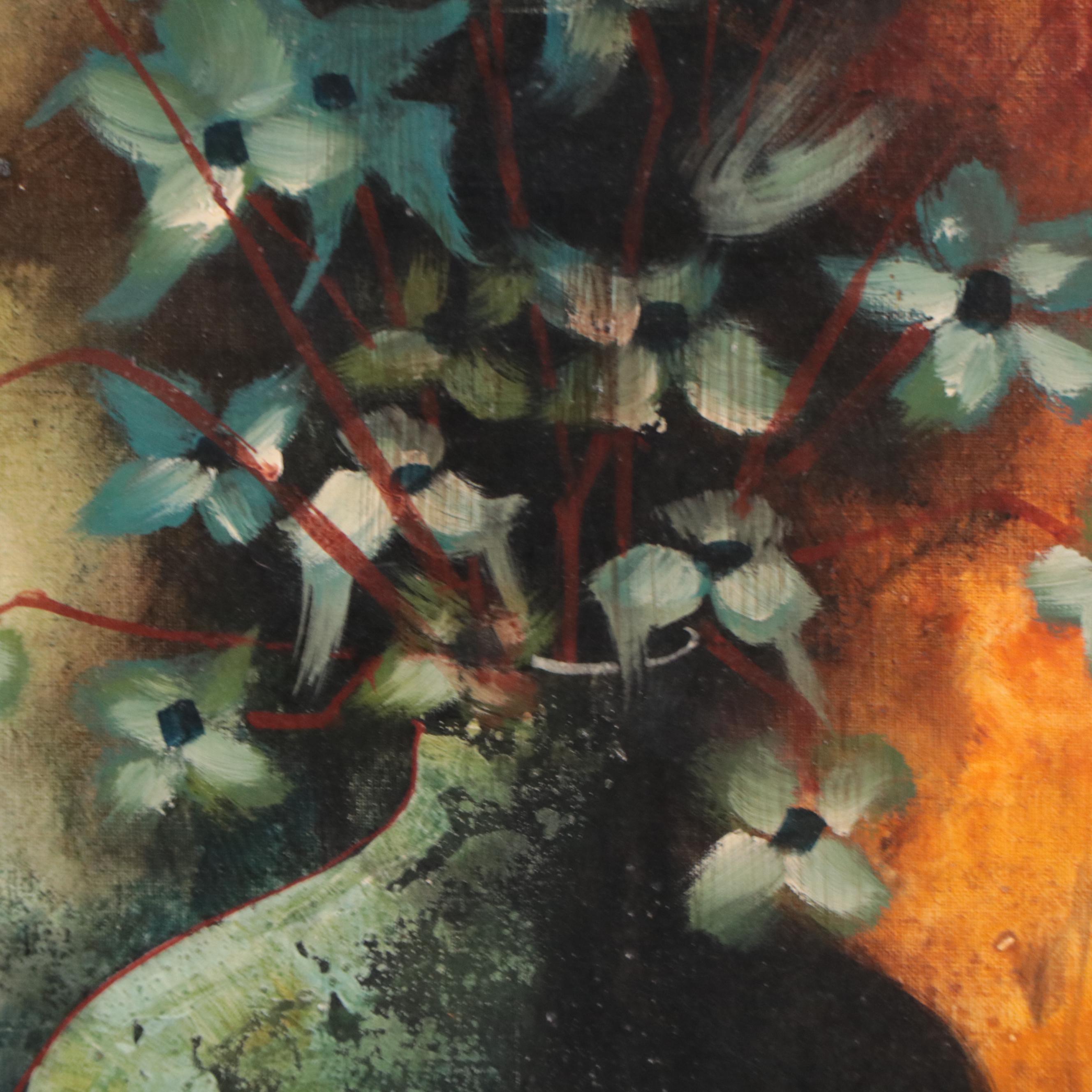 Floral Still Life Oil Painting, Late 20th Century