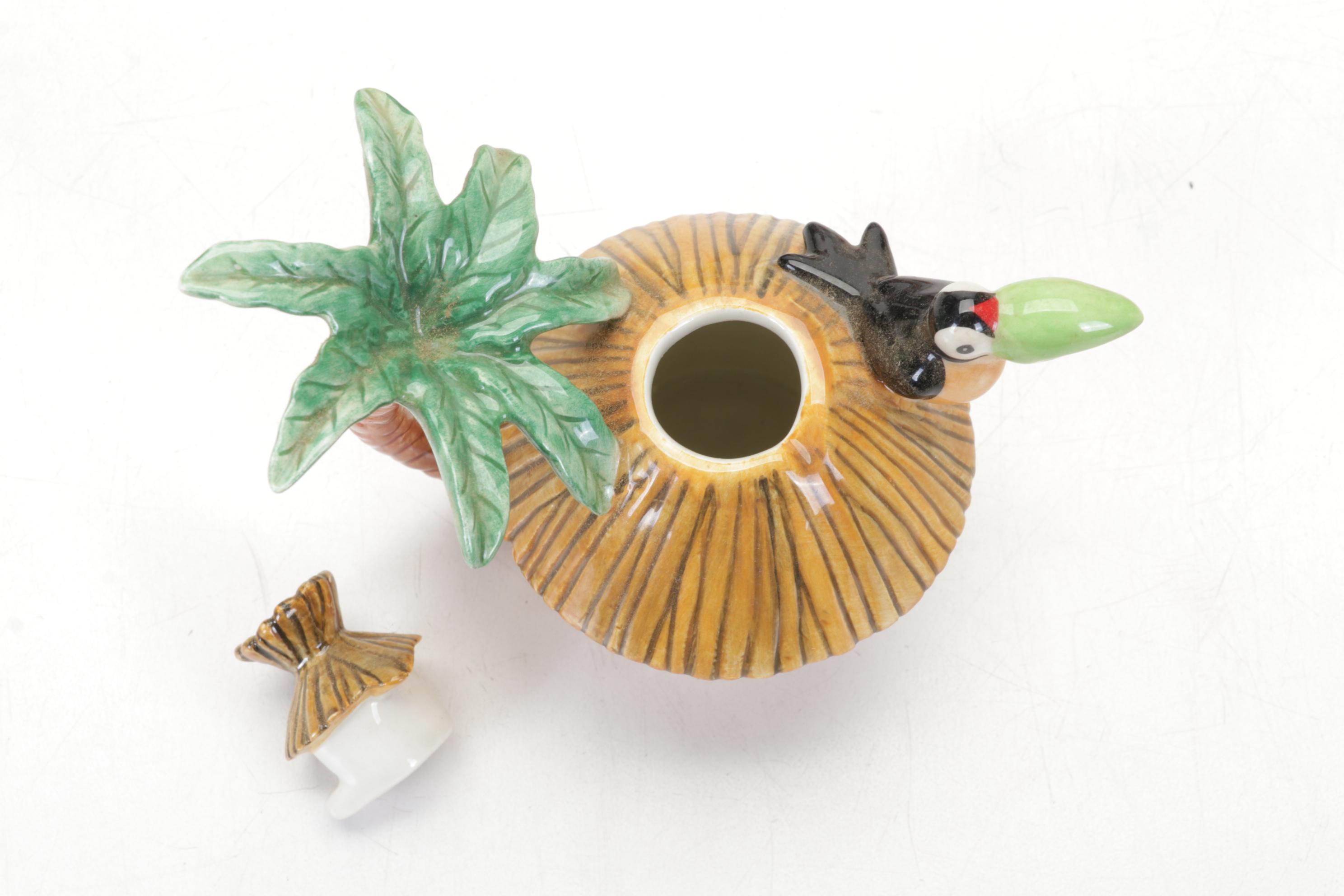 Fitz and Floyd Lidded Casserole, Teapots and Figurines