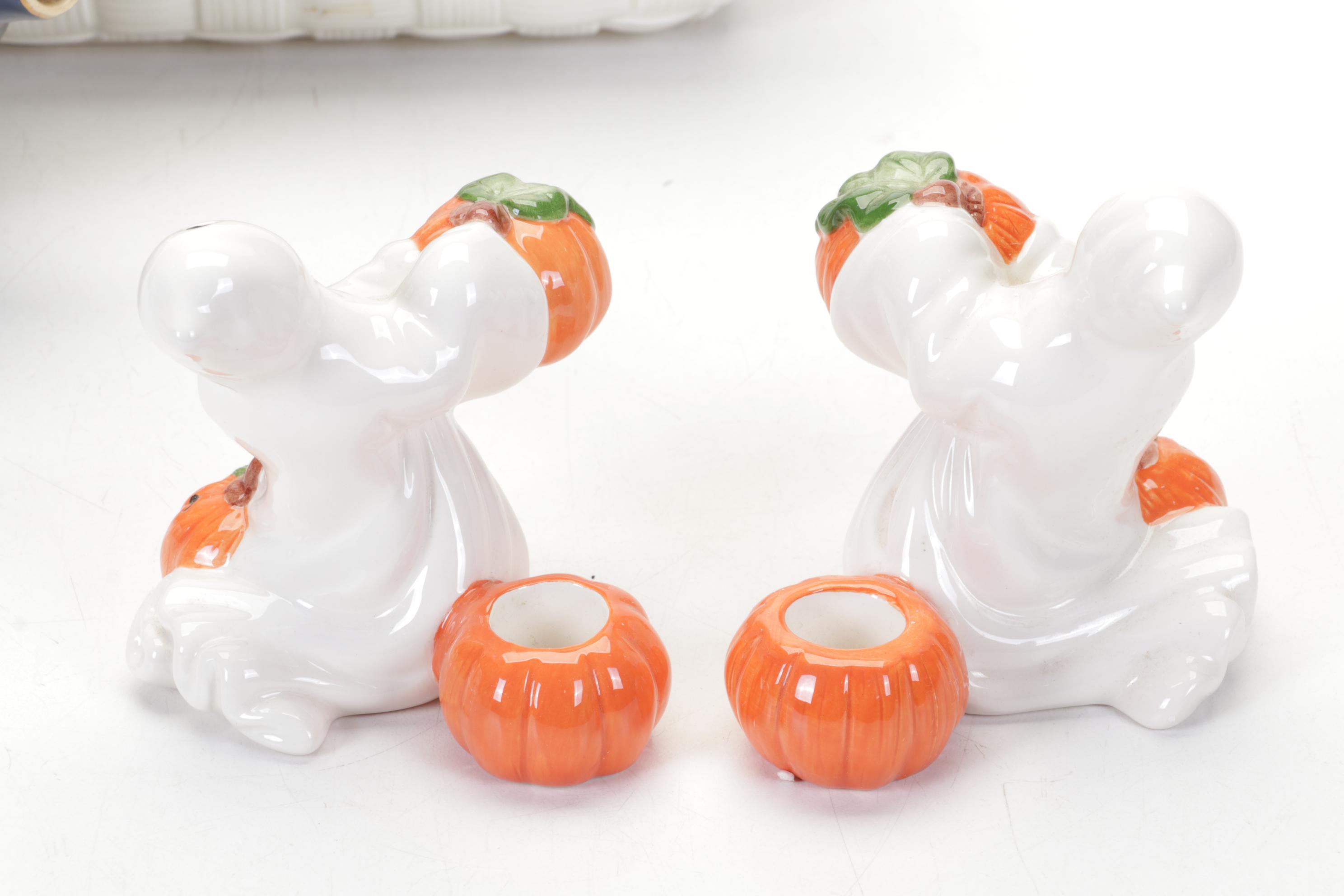 Fitz and Floyd Lidded Casserole, Teapots and Figurines