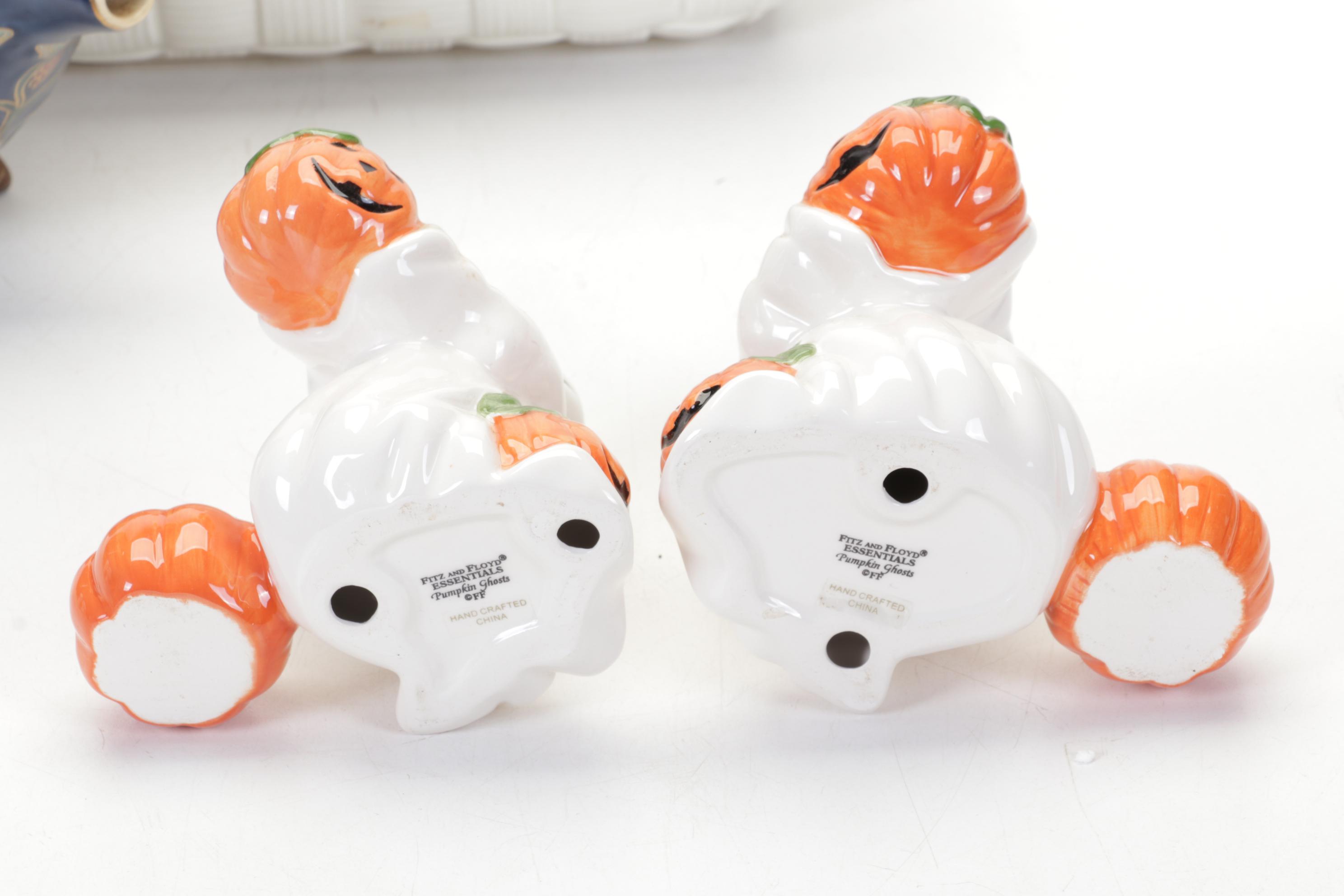 Fitz and Floyd Lidded Casserole, Teapots and Figurines