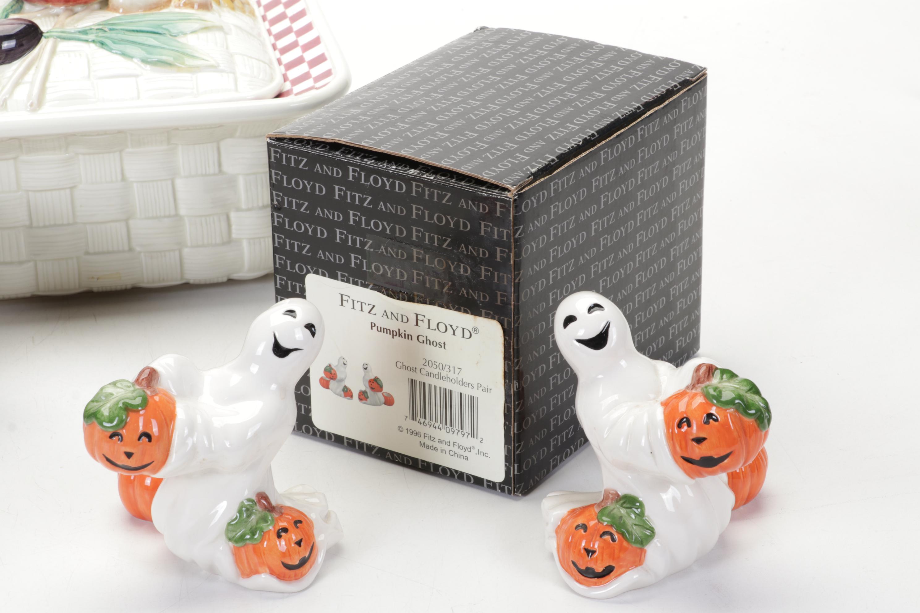 Fitz and Floyd Lidded Casserole, Teapots and Figurines