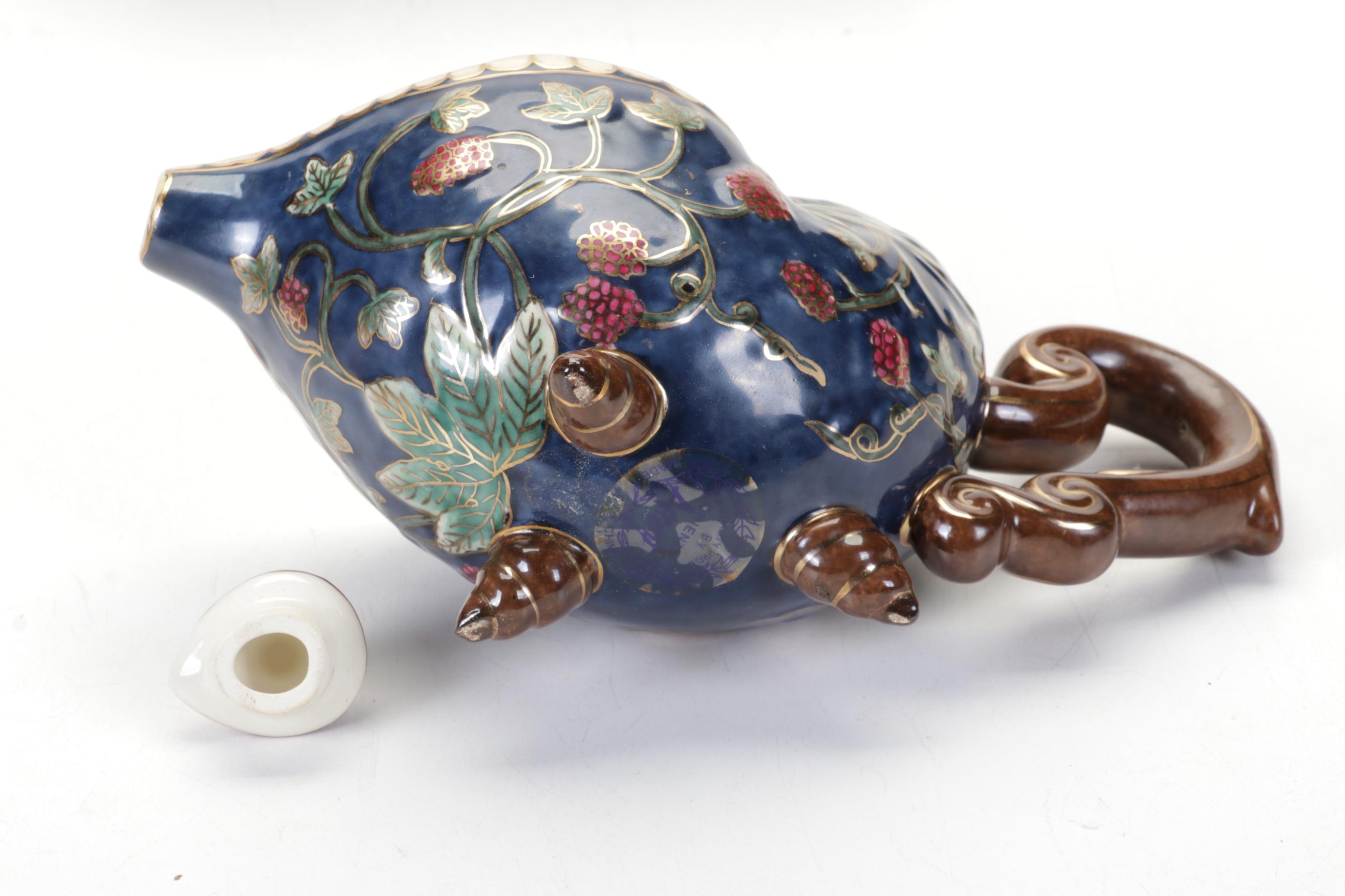 Fitz and Floyd Lidded Casserole, Teapots and Figurines