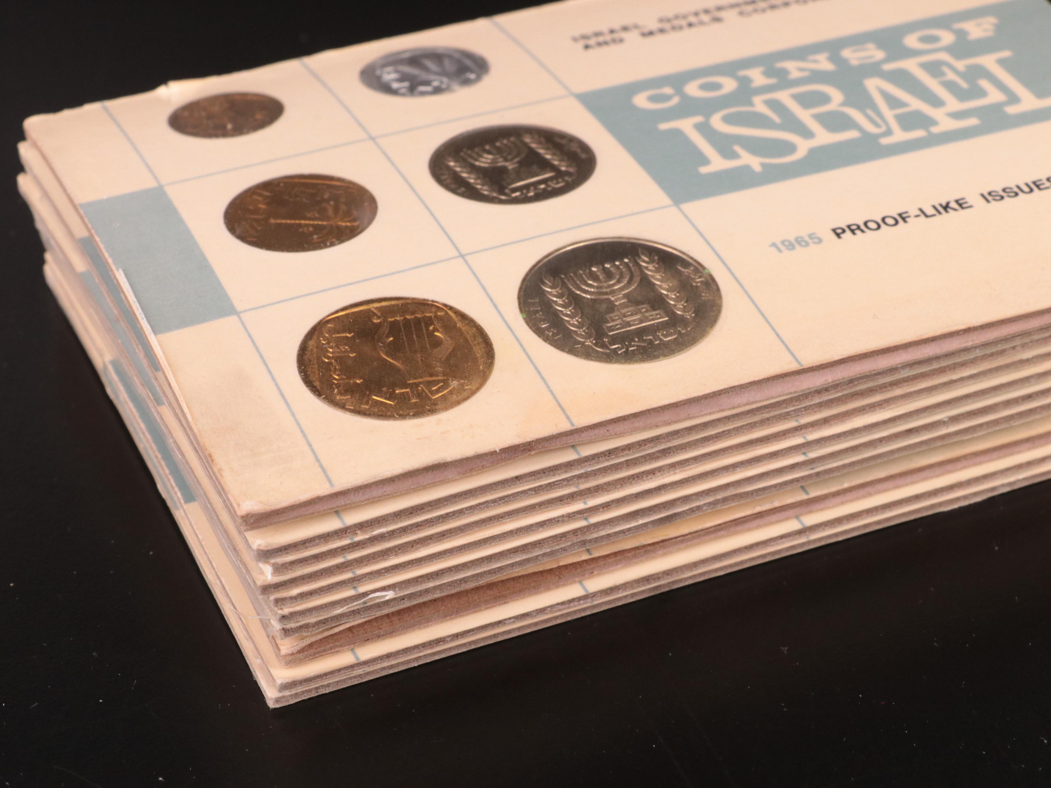 A collection of ten Israel proof like sets and six other proof and mint sets