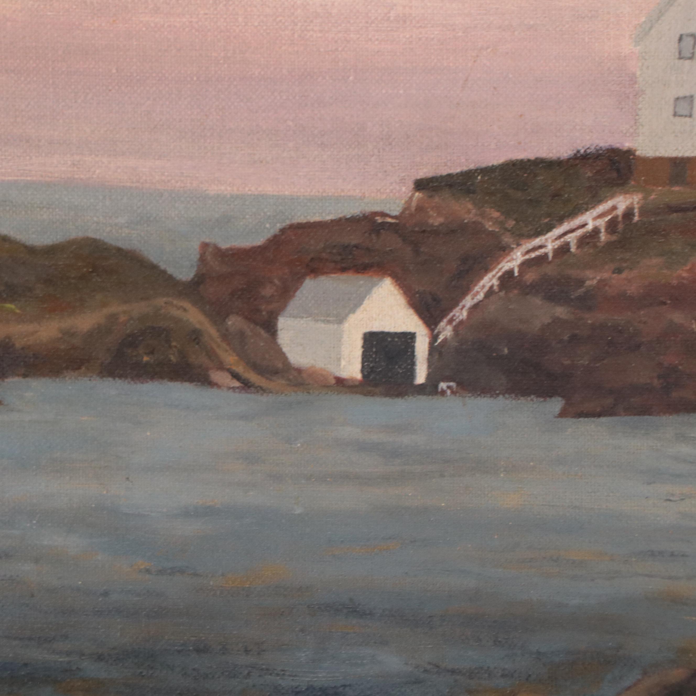 Coastal Landscape Oil Painting of Cape Neddick Lighthouse, Maine