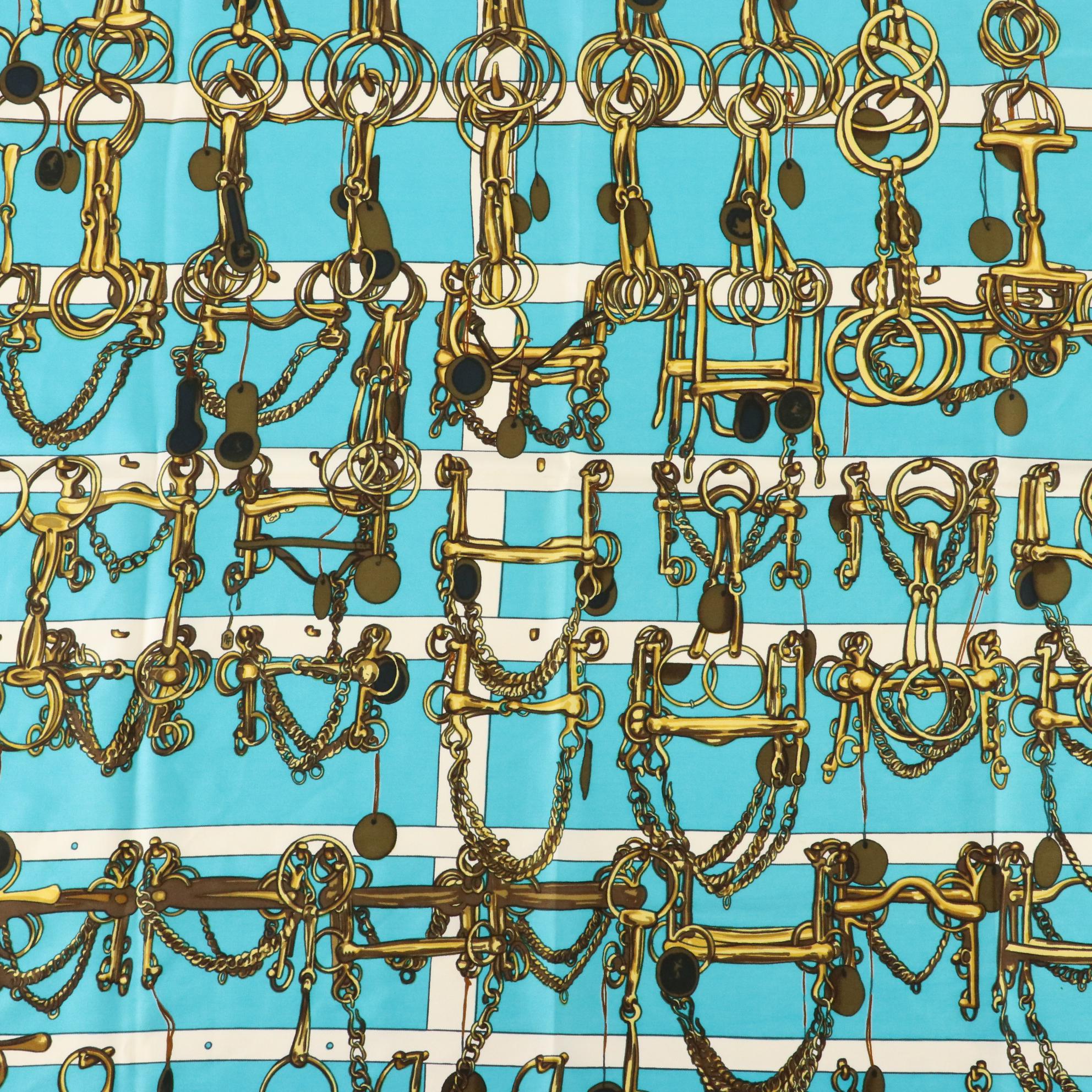 Hermès "Mors et Filets" Silk Twill Scarf 90