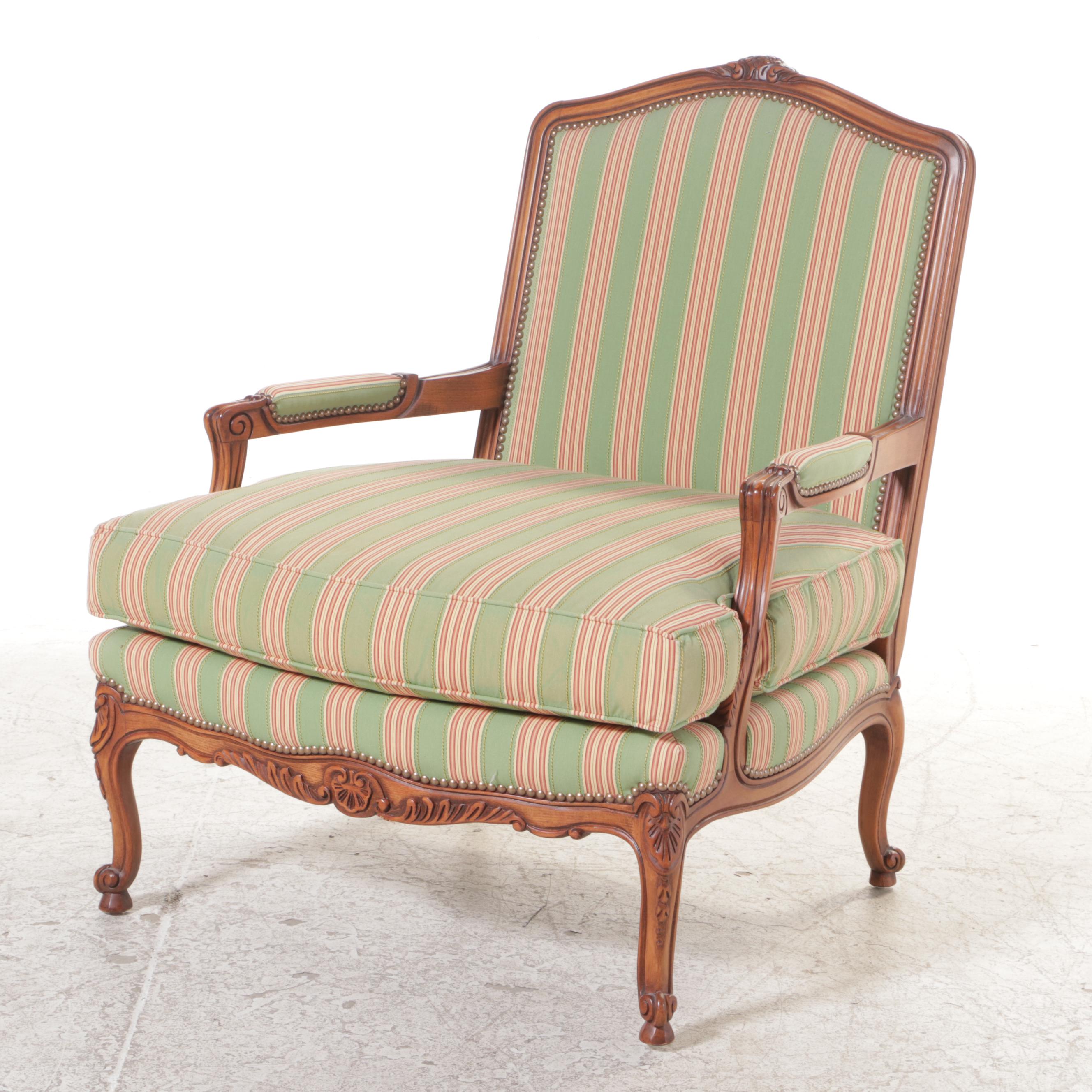 Louis XV Style Bergère Chair with Ottoman