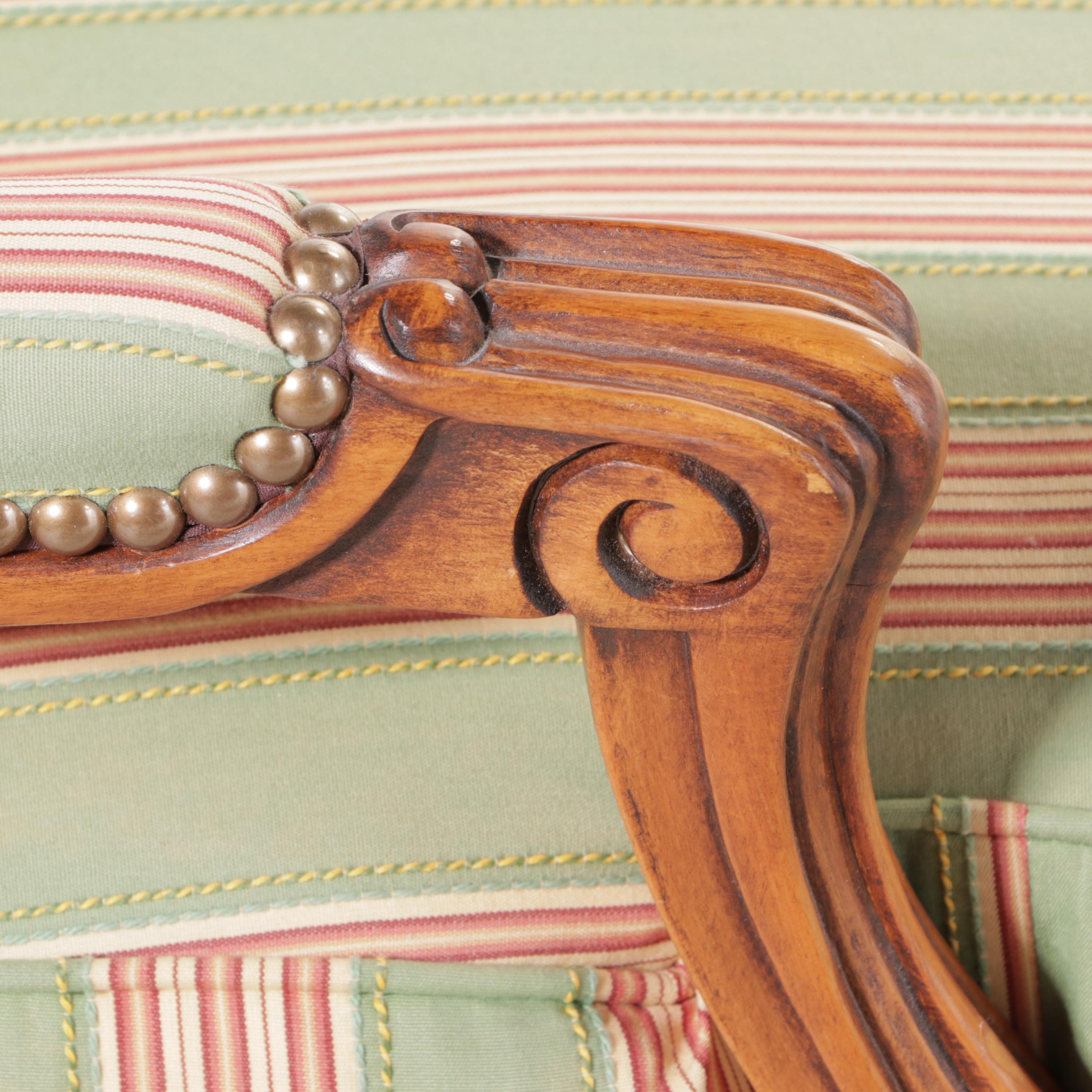 Louis XV Style Bergère Chair with Ottoman