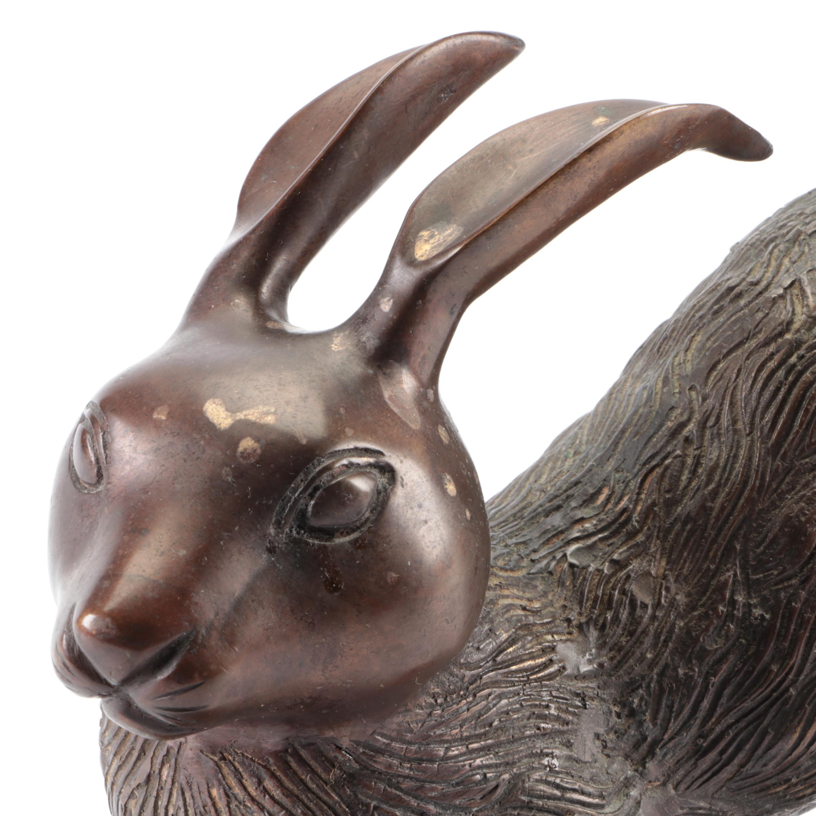 Thai Patinated Brass Leaping Hare