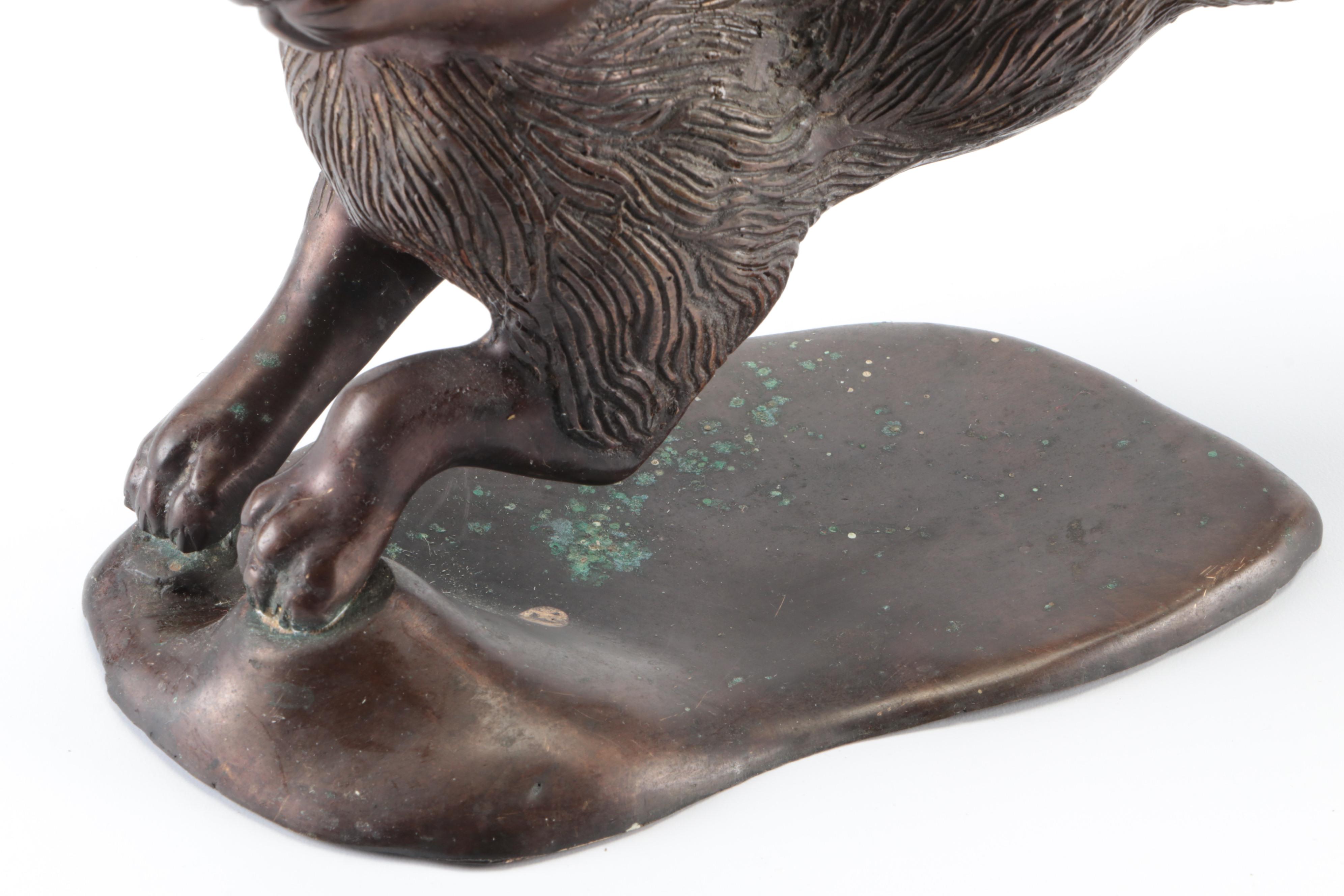 Thai Patinated Brass Leaping Hare