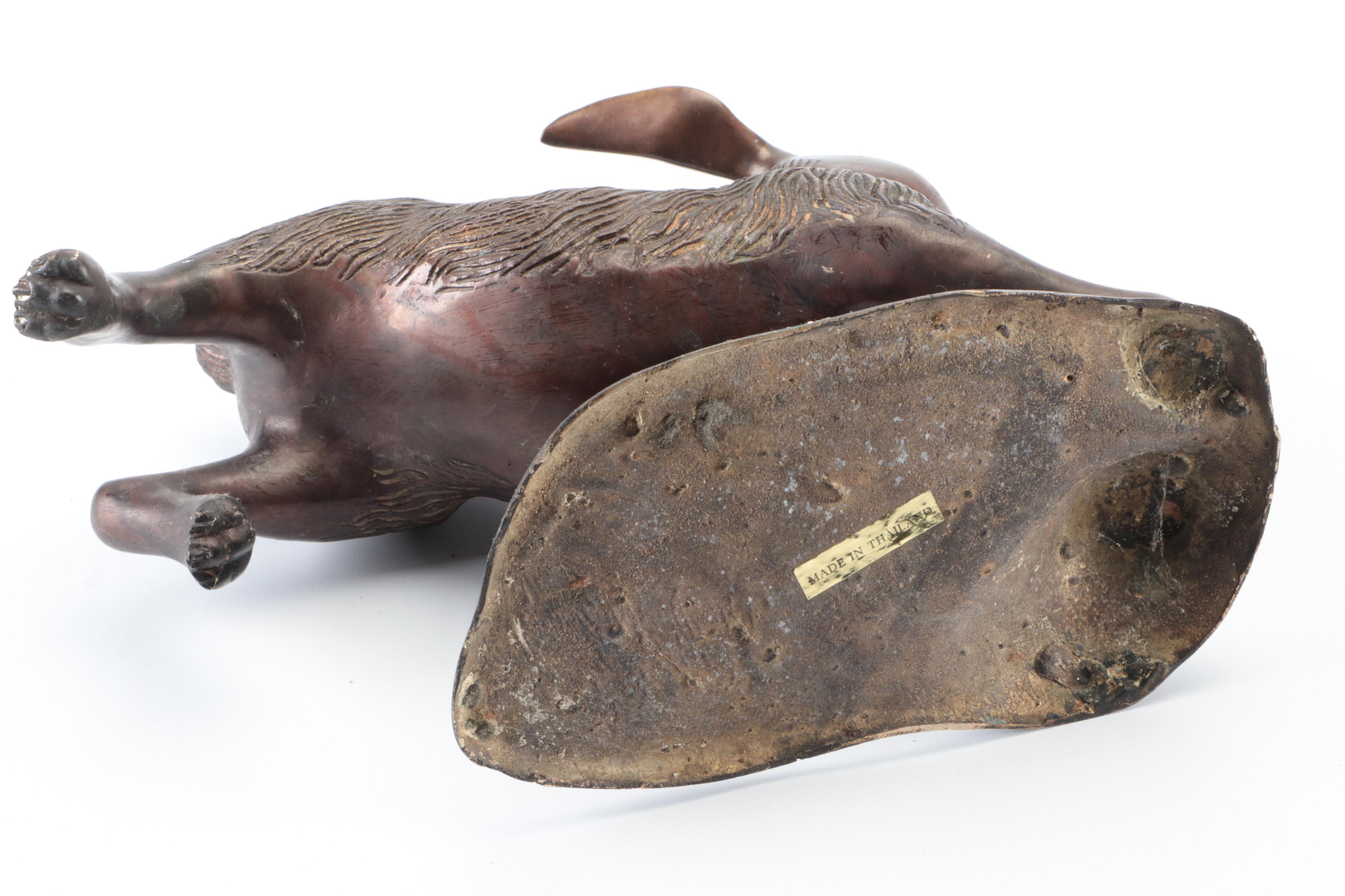 Thai Patinated Brass Leaping Hare