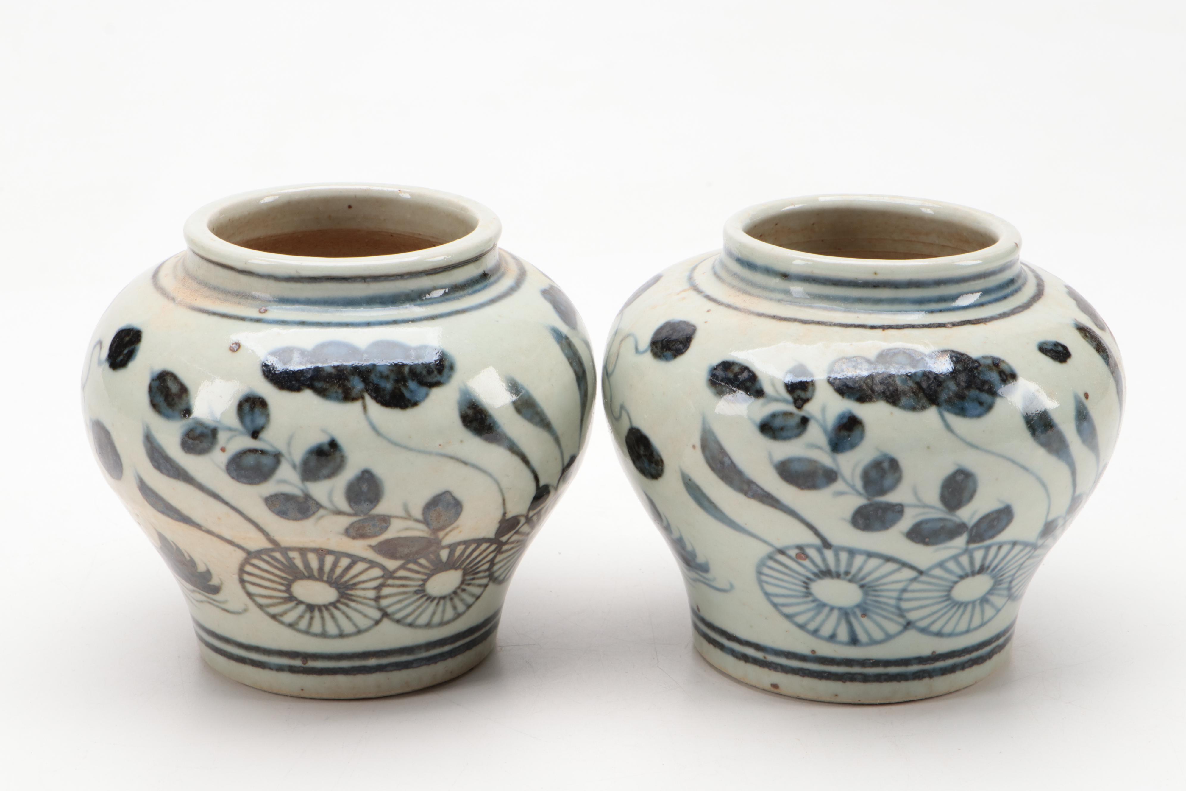 Chinese Blue and White Phoenix and Floral Vases