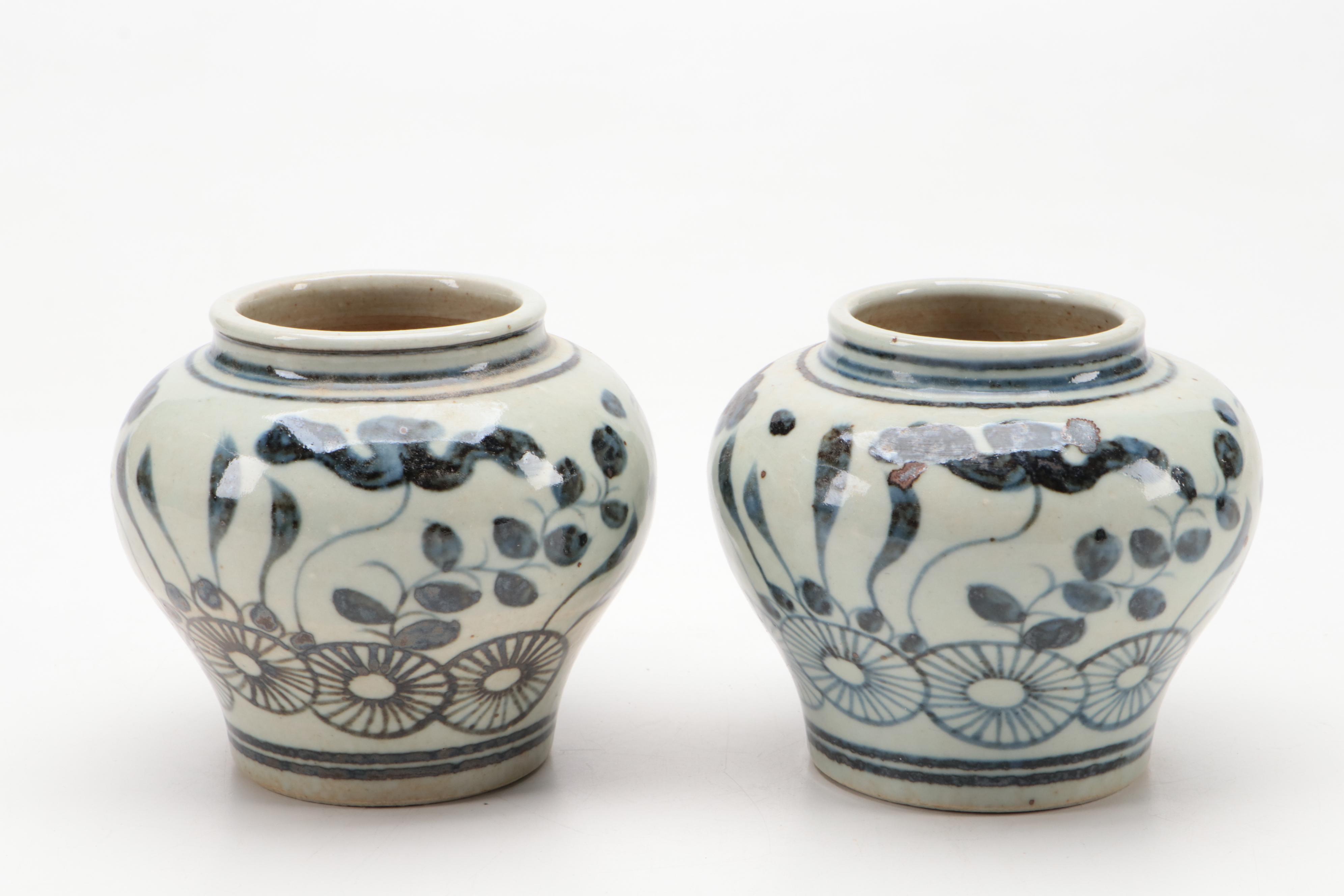 Chinese Blue and White Phoenix and Floral Vases